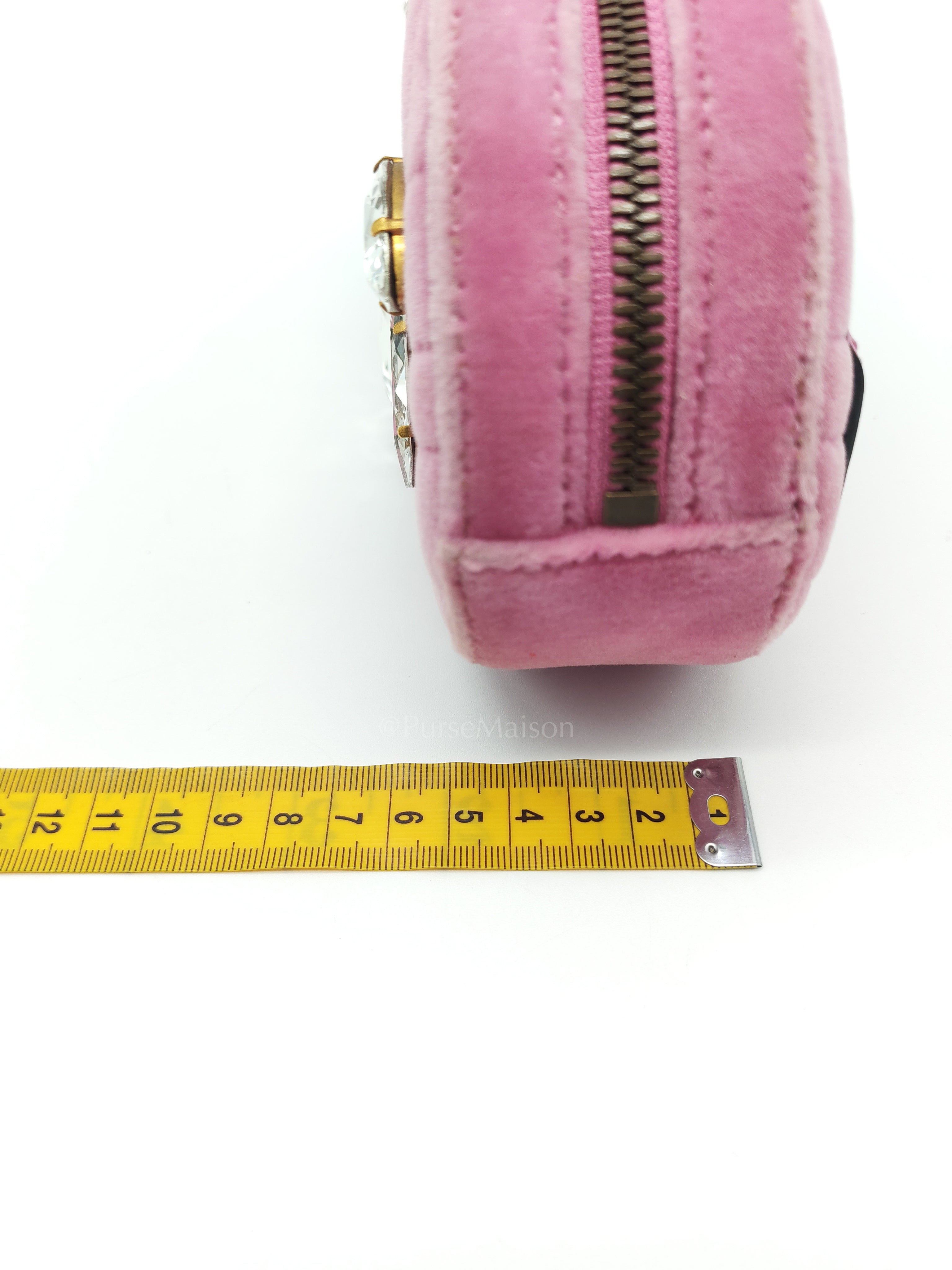 Velvet Belt Bag in Pink GG Marmont Crystal-Embellished Suede Canvas & Gold Hardware | Purse Maison Luxury Bags Shop