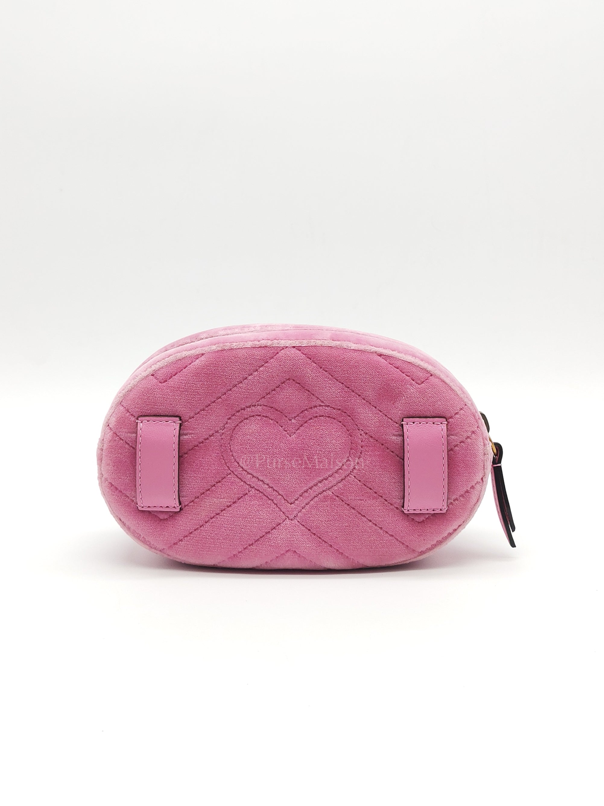 Velvet Belt Bag in Pink GG Marmont Crystal-Embellished Suede Canvas & Gold Hardware | Purse Maison Luxury Bags Shop
