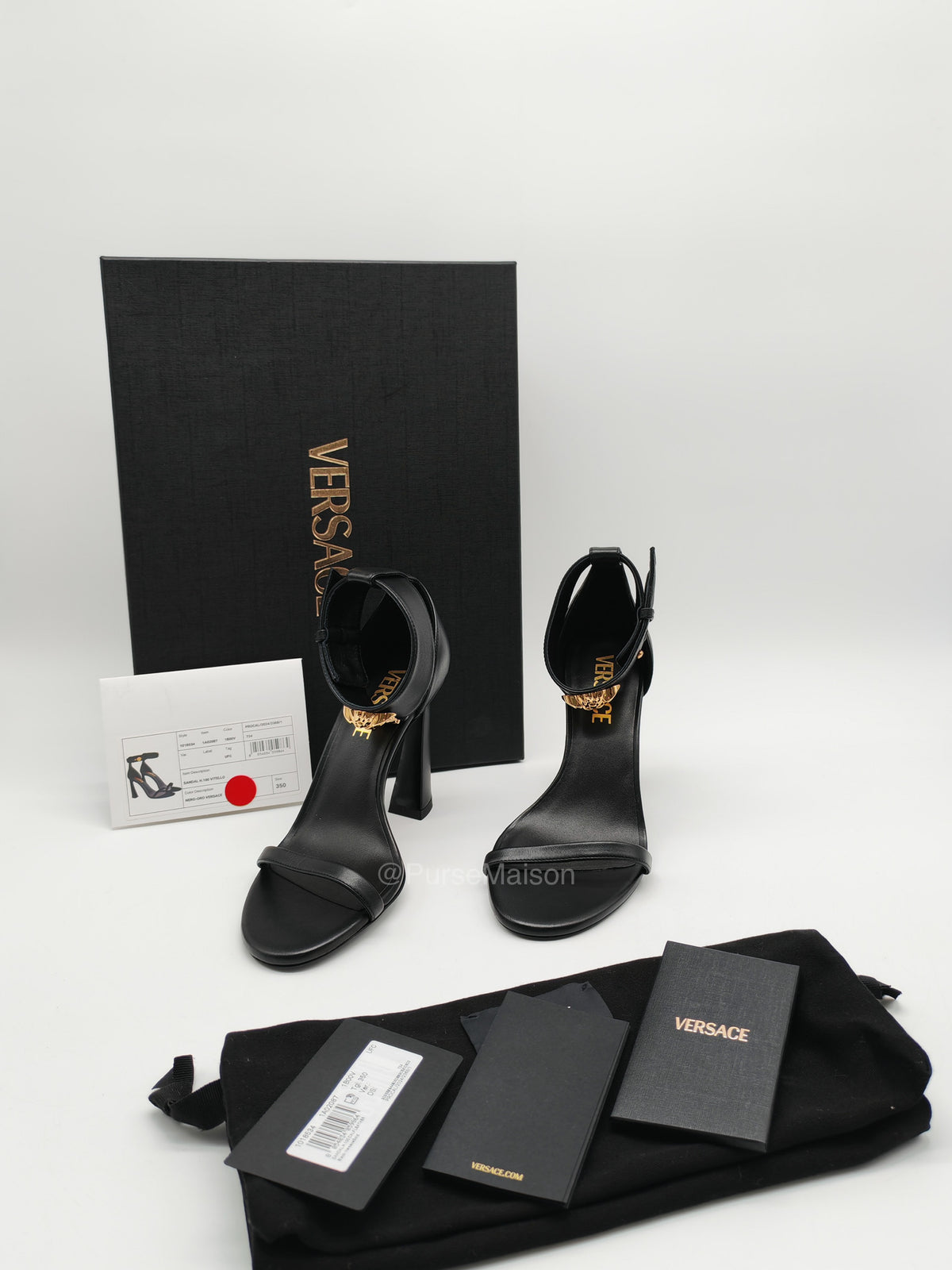 Versace Medusa Insignia Leather Sandals Black Size 35 EU (23.3 cm) | Purse Maison Luxury Bags Shop