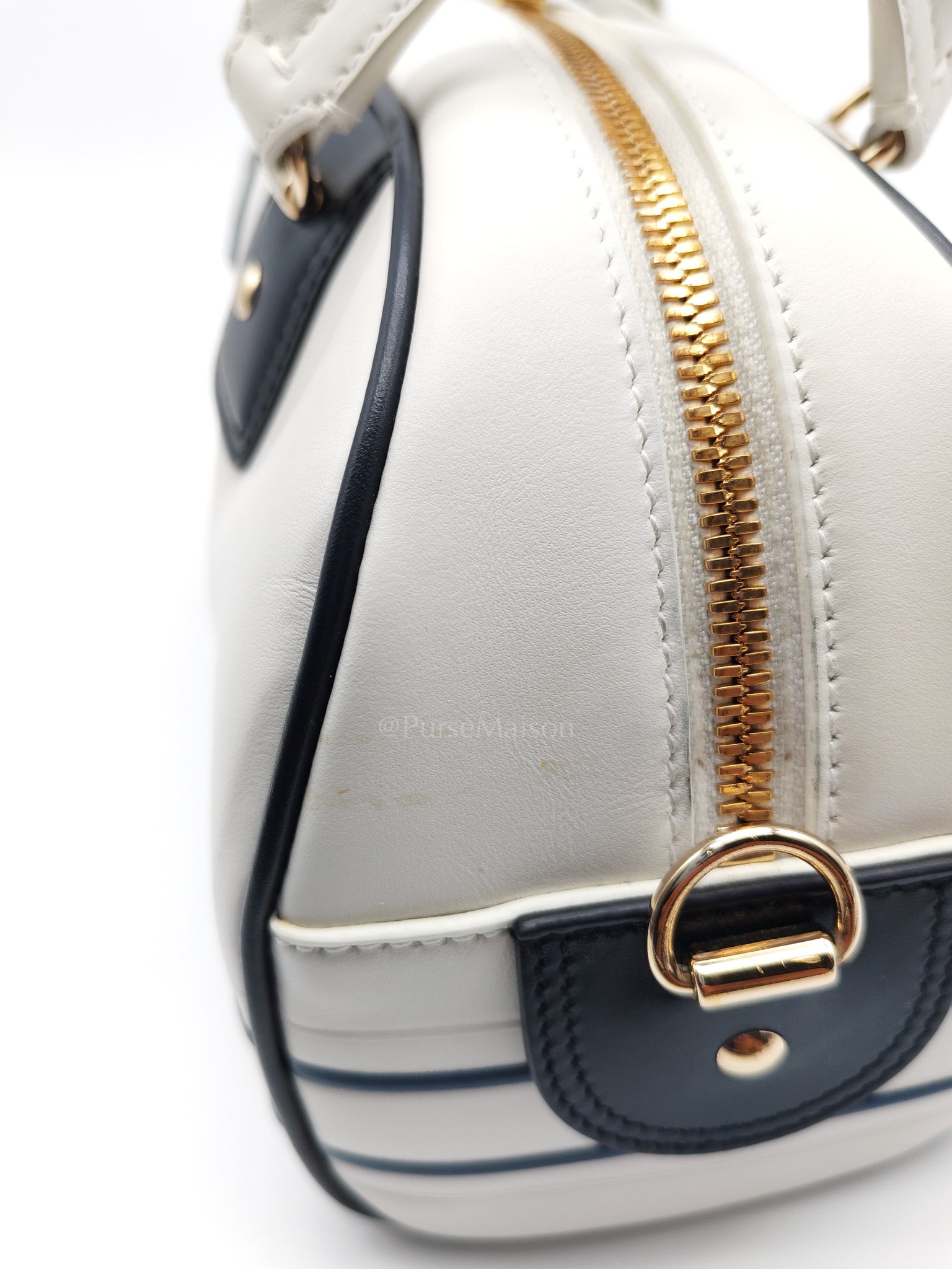 Vibe Zip Small Bowling Calfskin Shoulder Bag | Purse Maison Luxury Bags Shop