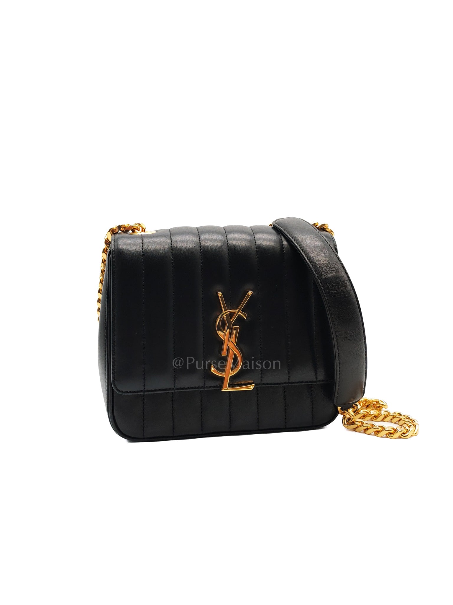 Vicky Medium in Black Smooth Lambskin Leather Gold Hardware | Purse Maison Luxury Bags Shop