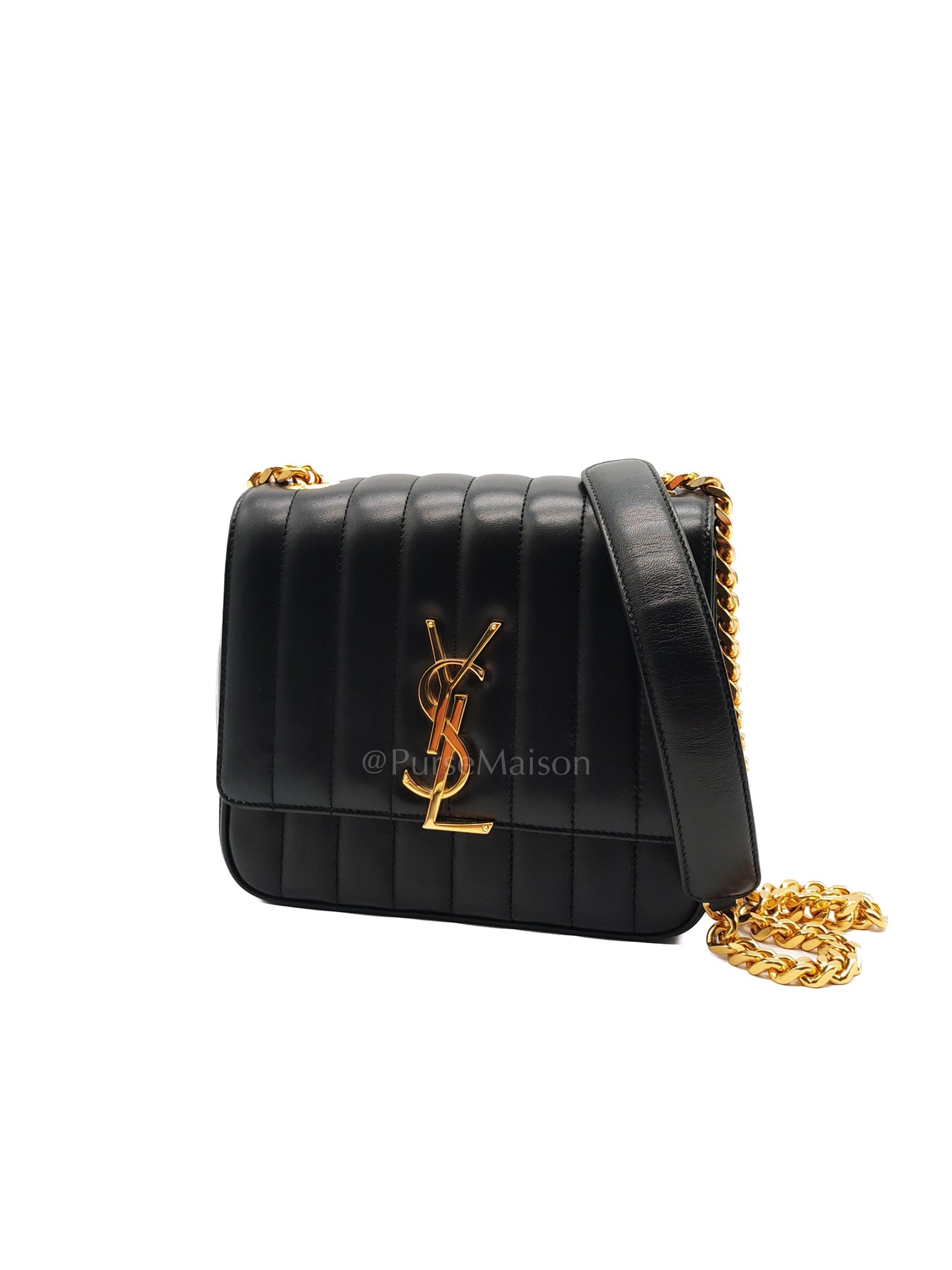 Vicky Medium in Black Smooth Lambskin Leather Gold Hardware | Purse Maison Luxury Bags Shop