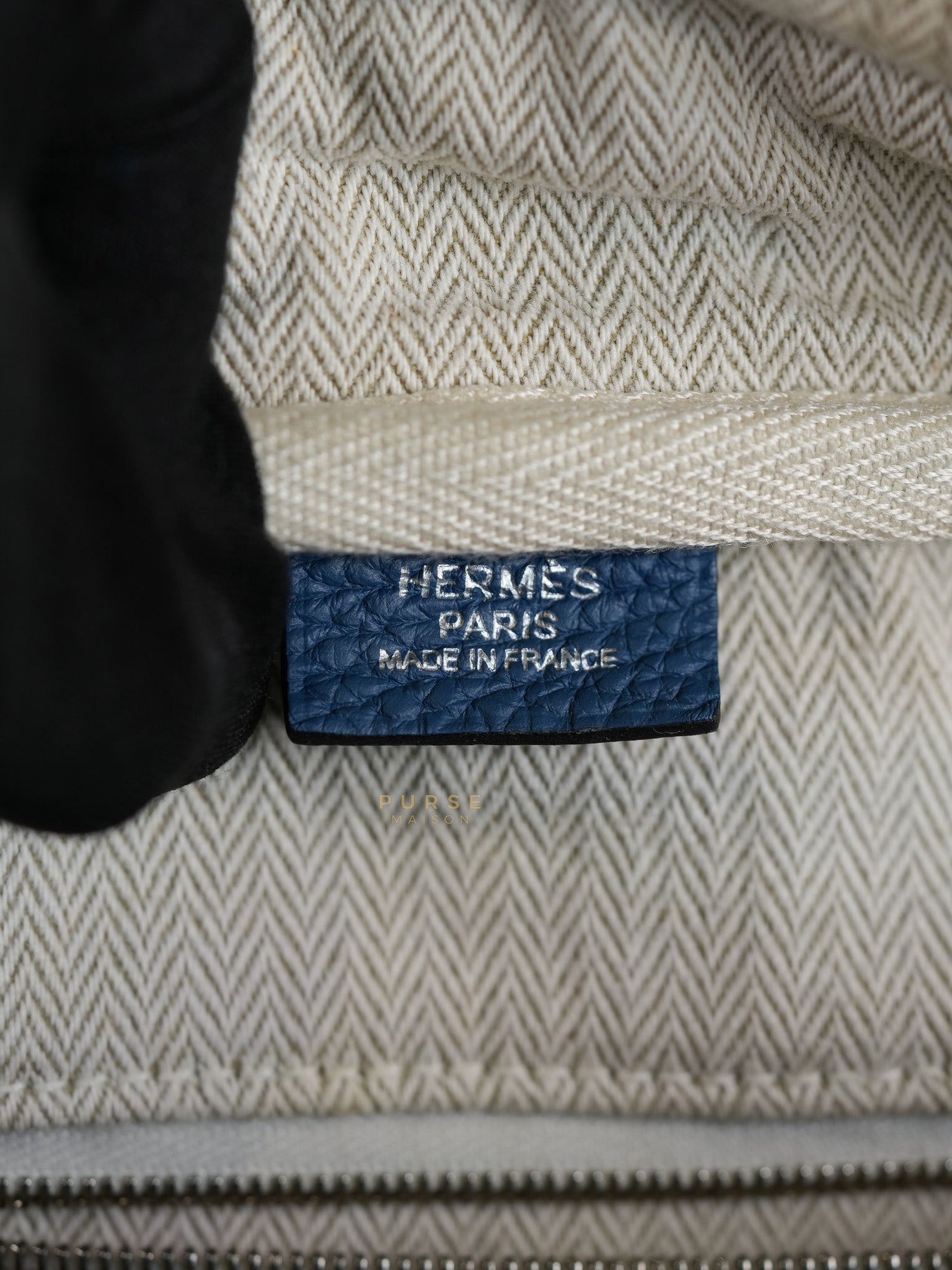 Victoria II 35 in Blue Clemence Leather & Palladium Hardware Stamp Square P(2012) | Purse Maison Luxury Bags Shop