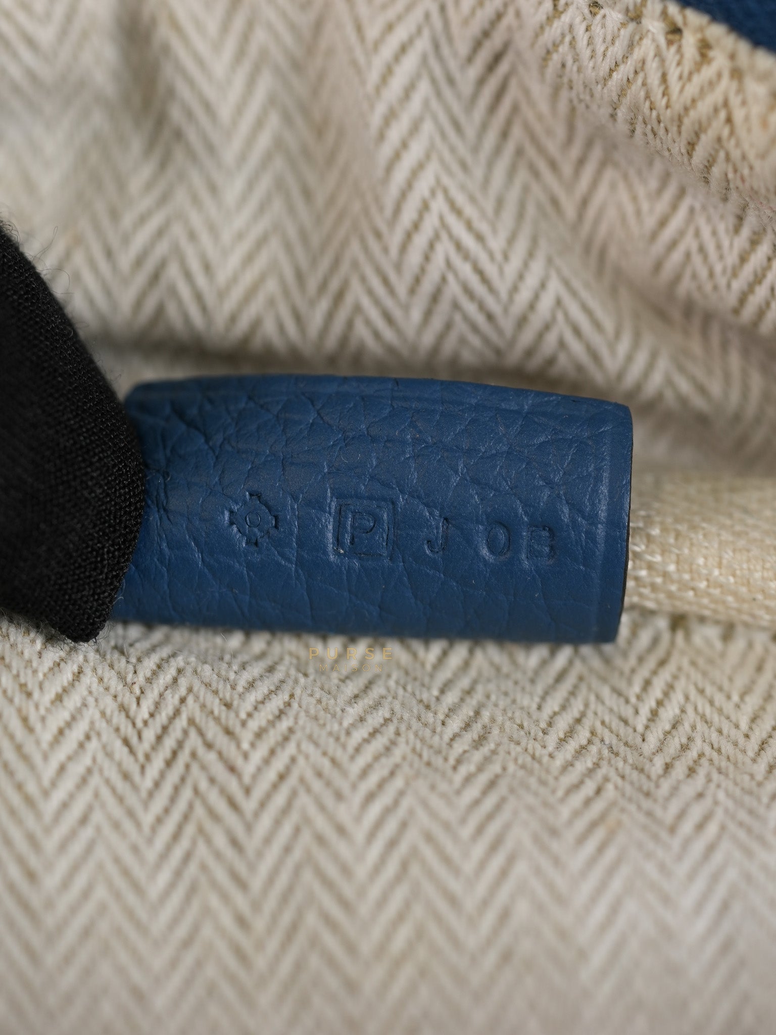 Victoria II 35 in Blue Clemence Leather & Palladium Hardware Stamp Square P(2012) | Purse Maison Luxury Bags Shop