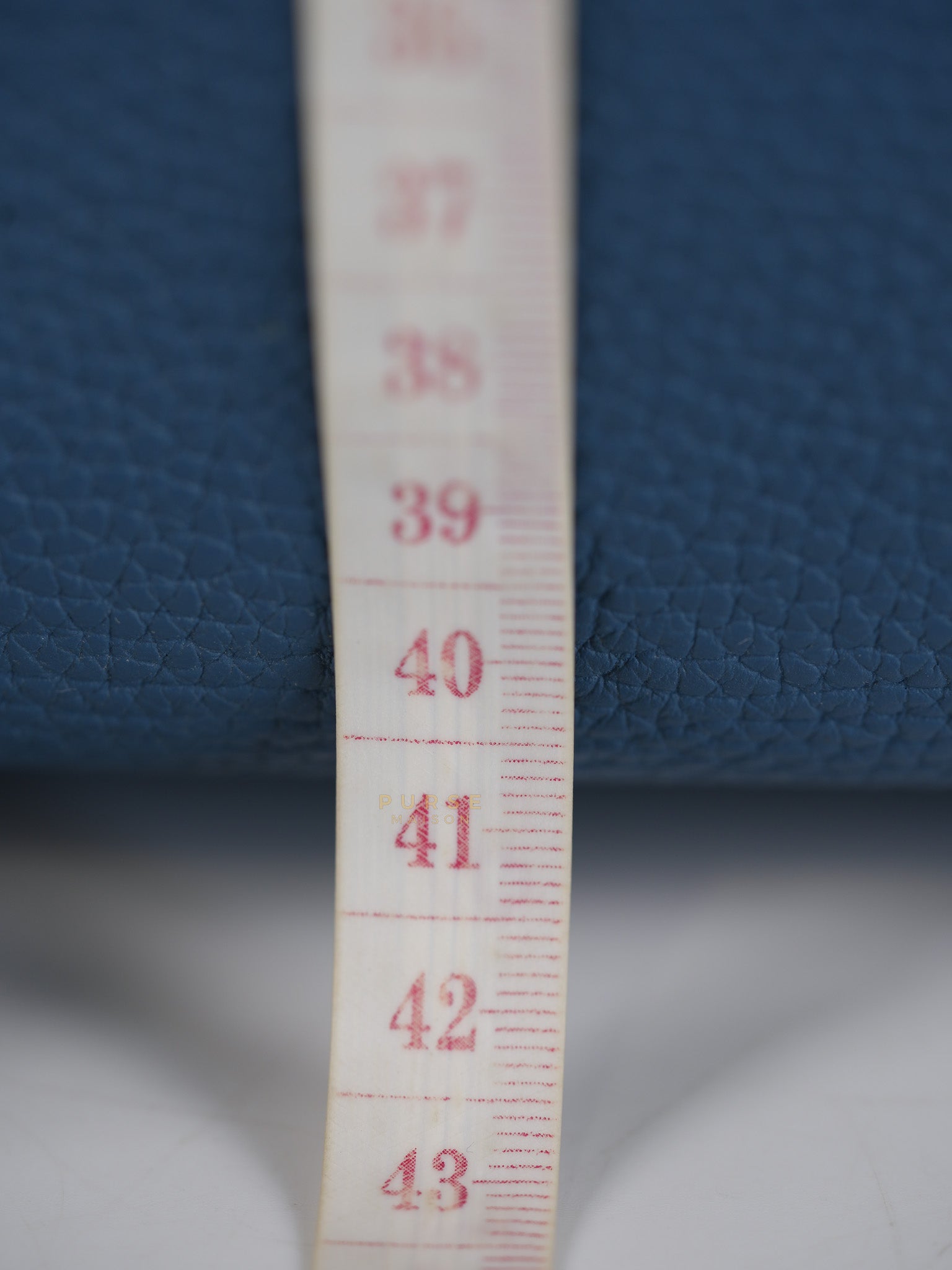 Victoria II 35 in Blue Clemence Leather & Palladium Hardware Stamp Square P(2012) | Purse Maison Luxury Bags Shop