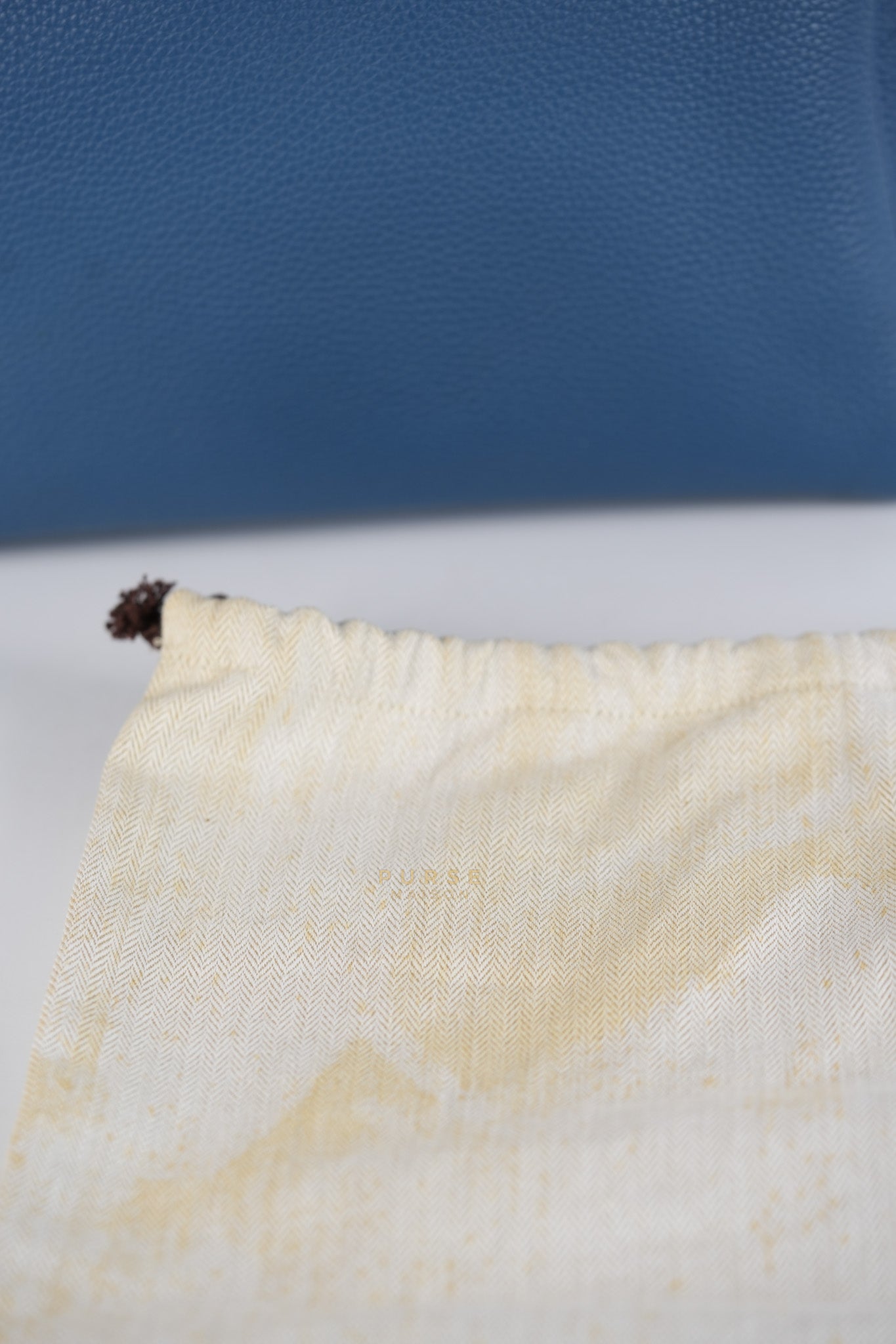 Victoria II 35 in Blue Clemence Leather & Palladium Hardware Stamp Square P(2012) | Purse Maison Luxury Bags Shop