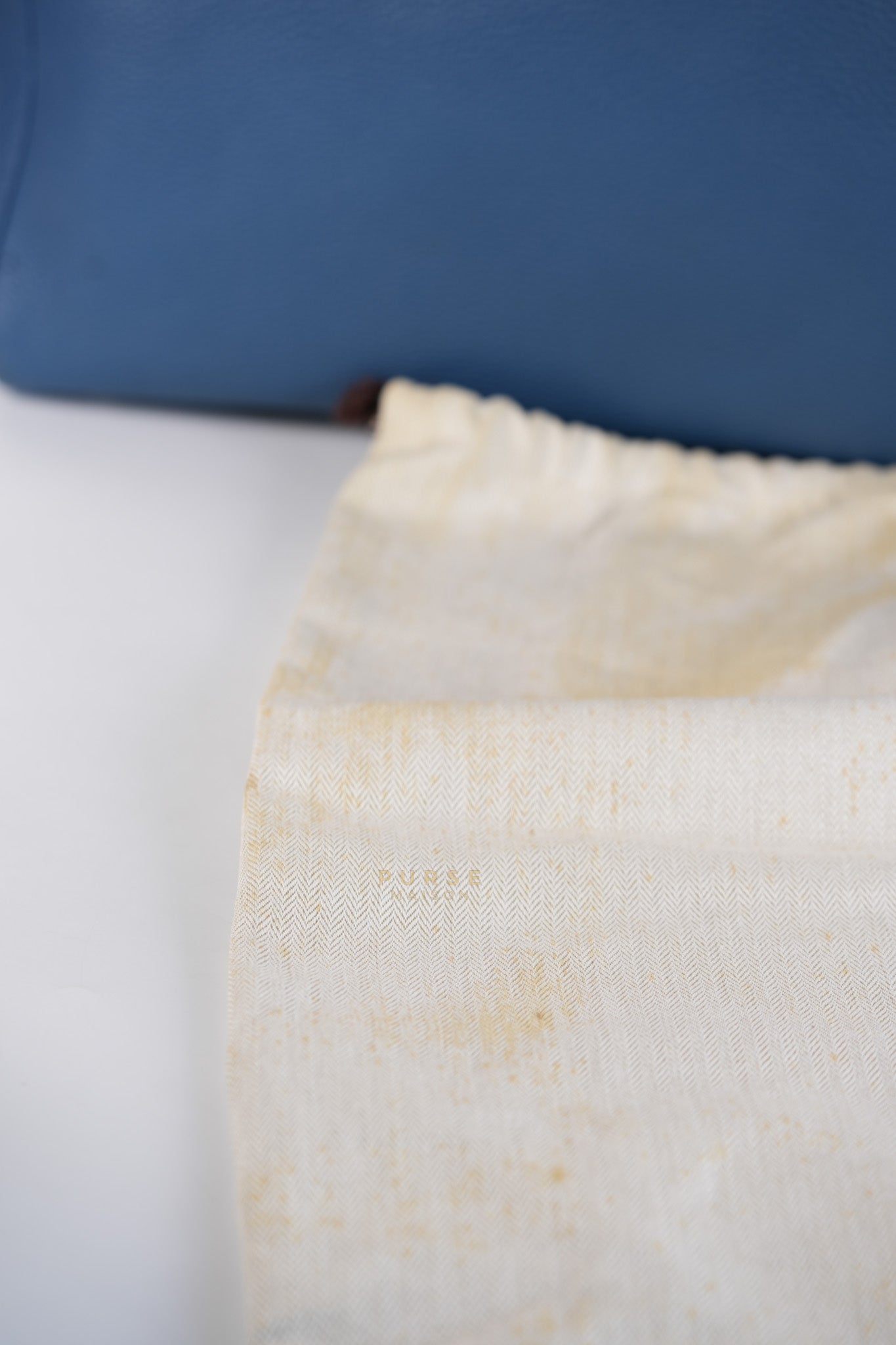 Victoria II 35 in Blue Clemence Leather & Palladium Hardware Stamp Square P(2012) | Purse Maison Luxury Bags Shop