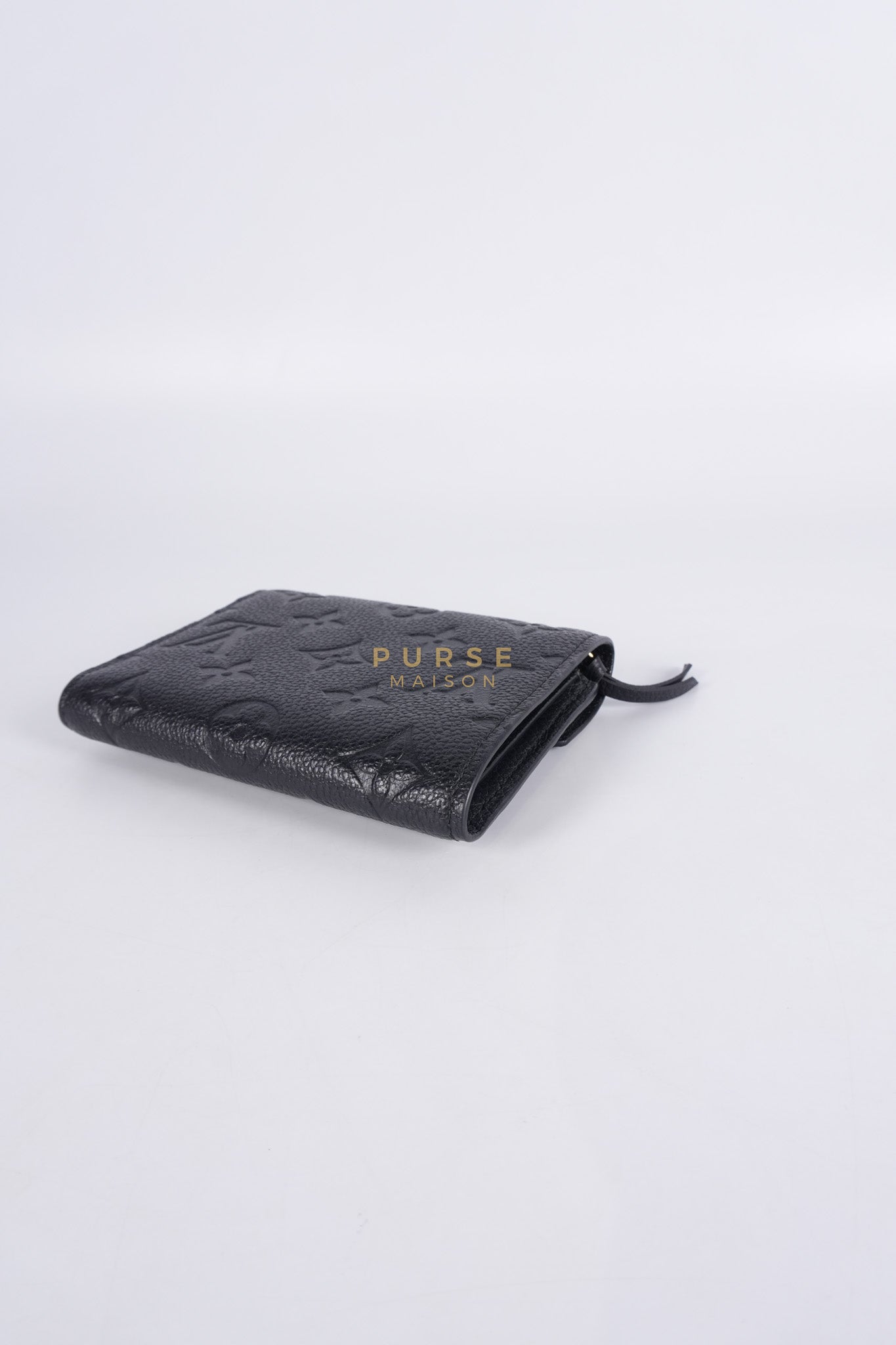 Victorine Tri-fold Wallet in Black Monogram Empreinte Leather Microchip | Purse Maison Luxury Bags Shop