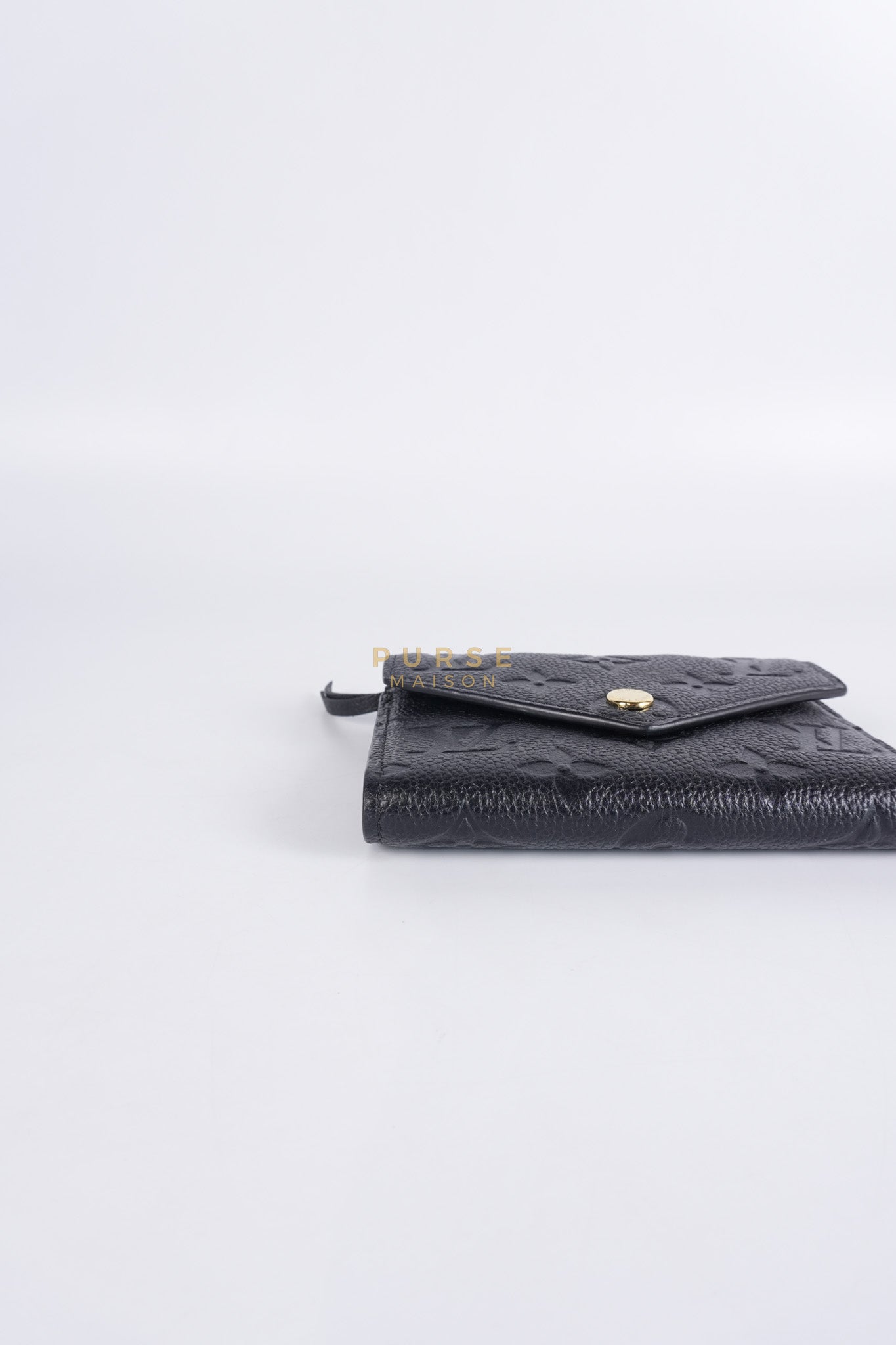 Victorine Tri-fold Wallet in Black Monogram Empreinte Leather Microchip | Purse Maison Luxury Bags Shop