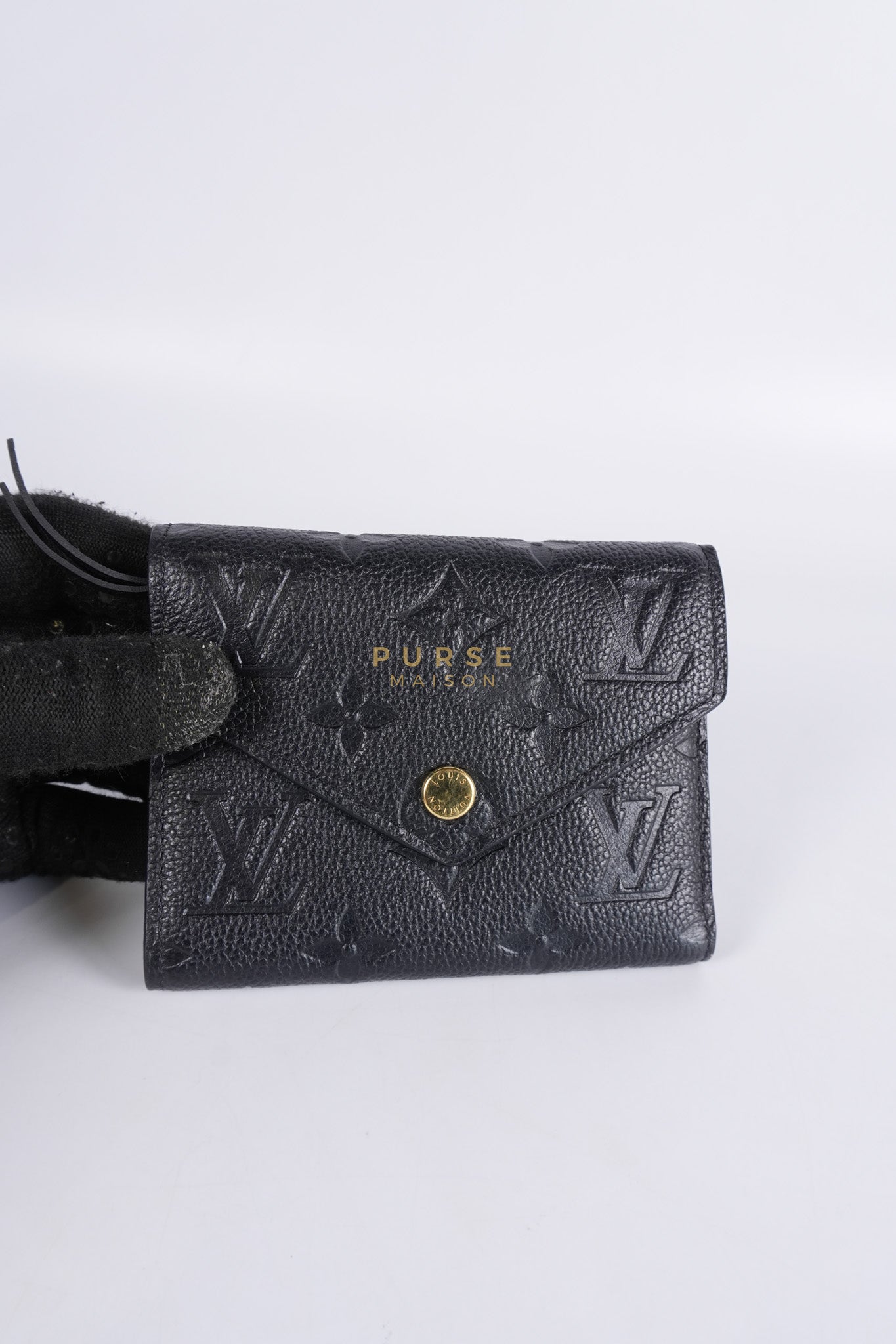 Victorine Tri-fold Wallet in Black Monogram Empreinte Leather Microchip | Purse Maison Luxury Bags Shop