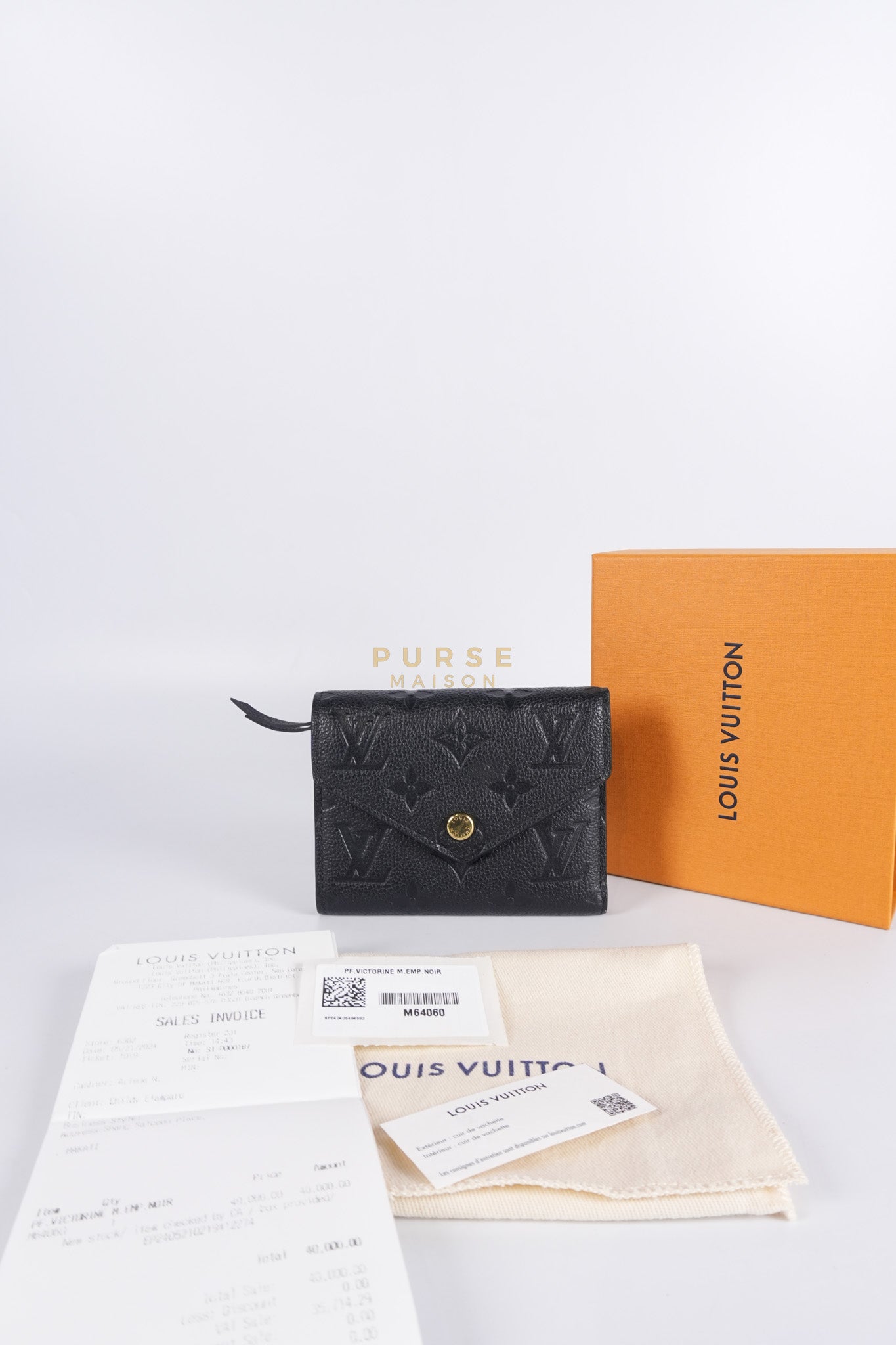 Victorine Tri-fold Wallet in Black Monogram Empreinte Leather Microchip | Purse Maison Luxury Bags Shop