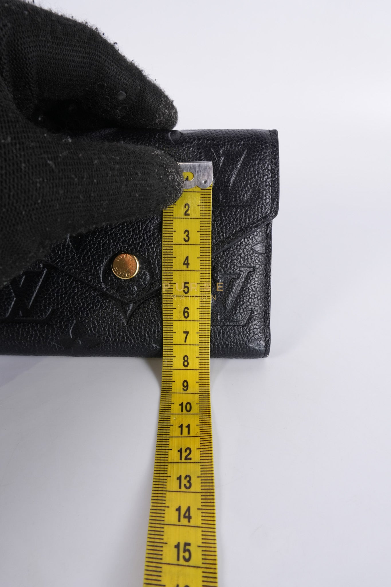 Victorine Tri-fold Wallet in Black Monogram Empreinte Leather Microchip | Purse Maison Luxury Bags Shop