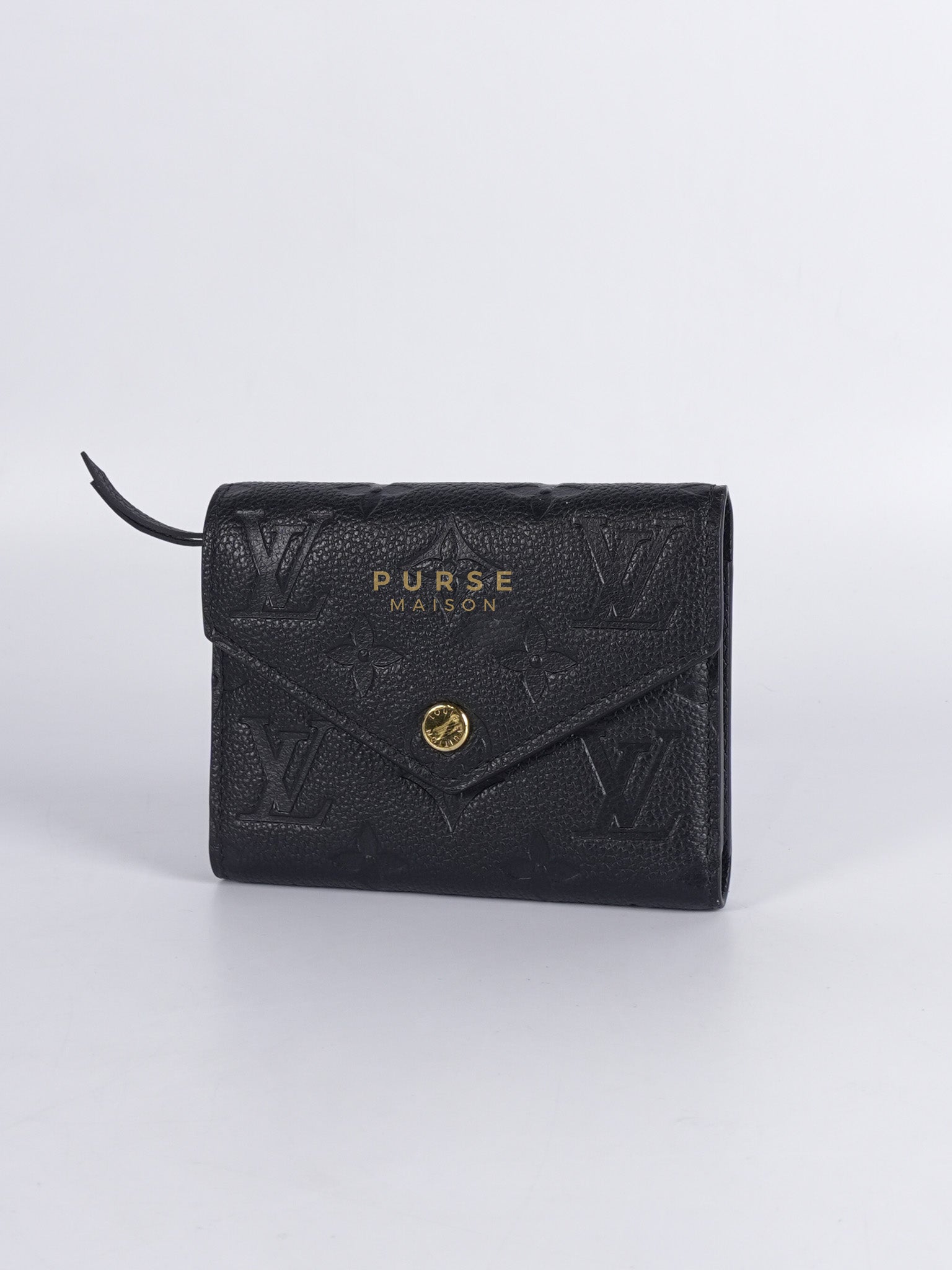 Victorine Tri-fold Wallet in Black Monogram Empreinte Leather Microchip | Purse Maison Luxury Bags Shop