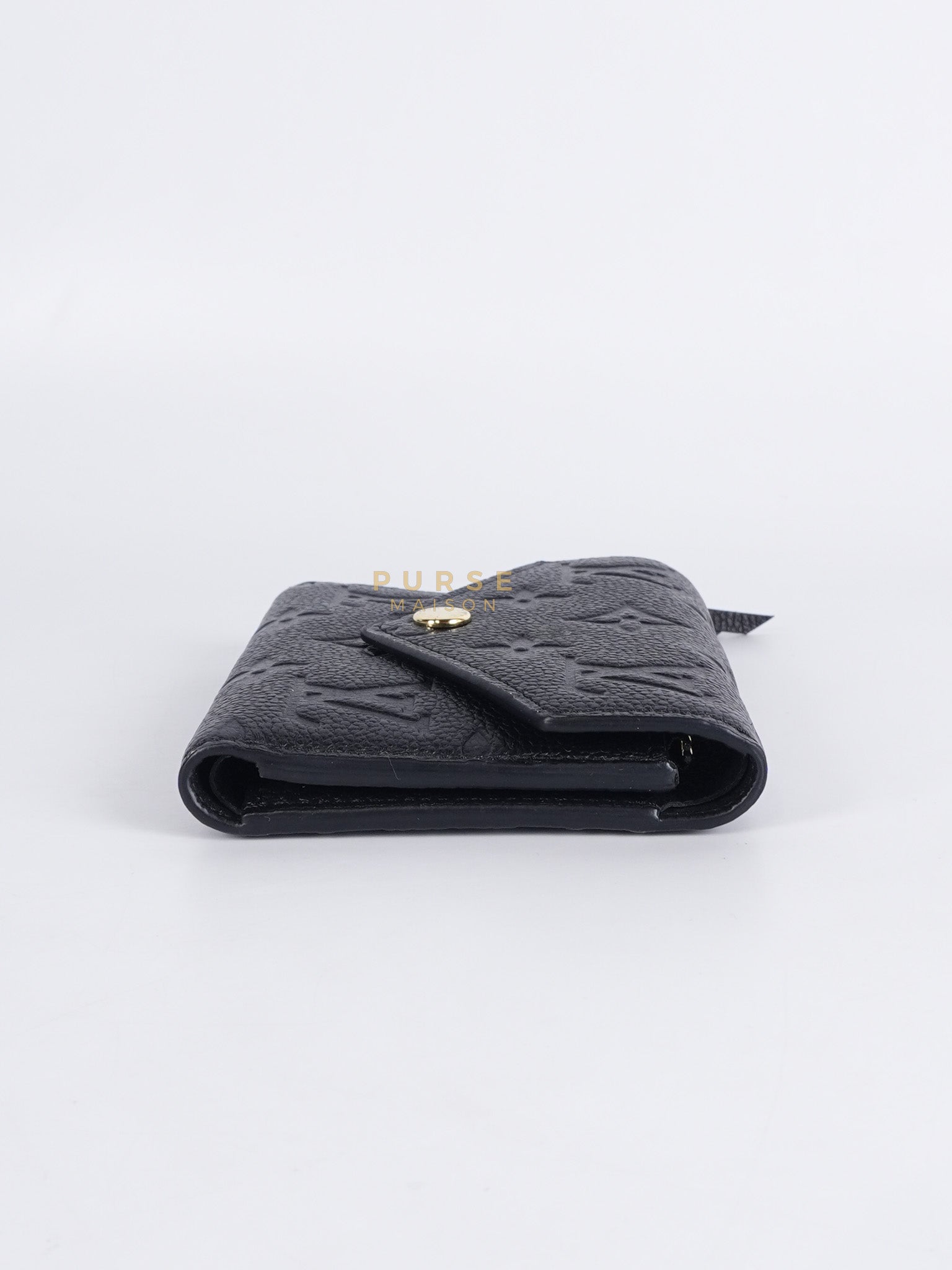 Victorine Tri-fold Wallet in Black Monogram Empreinte Leather Microchip | Purse Maison Luxury Bags Shop
