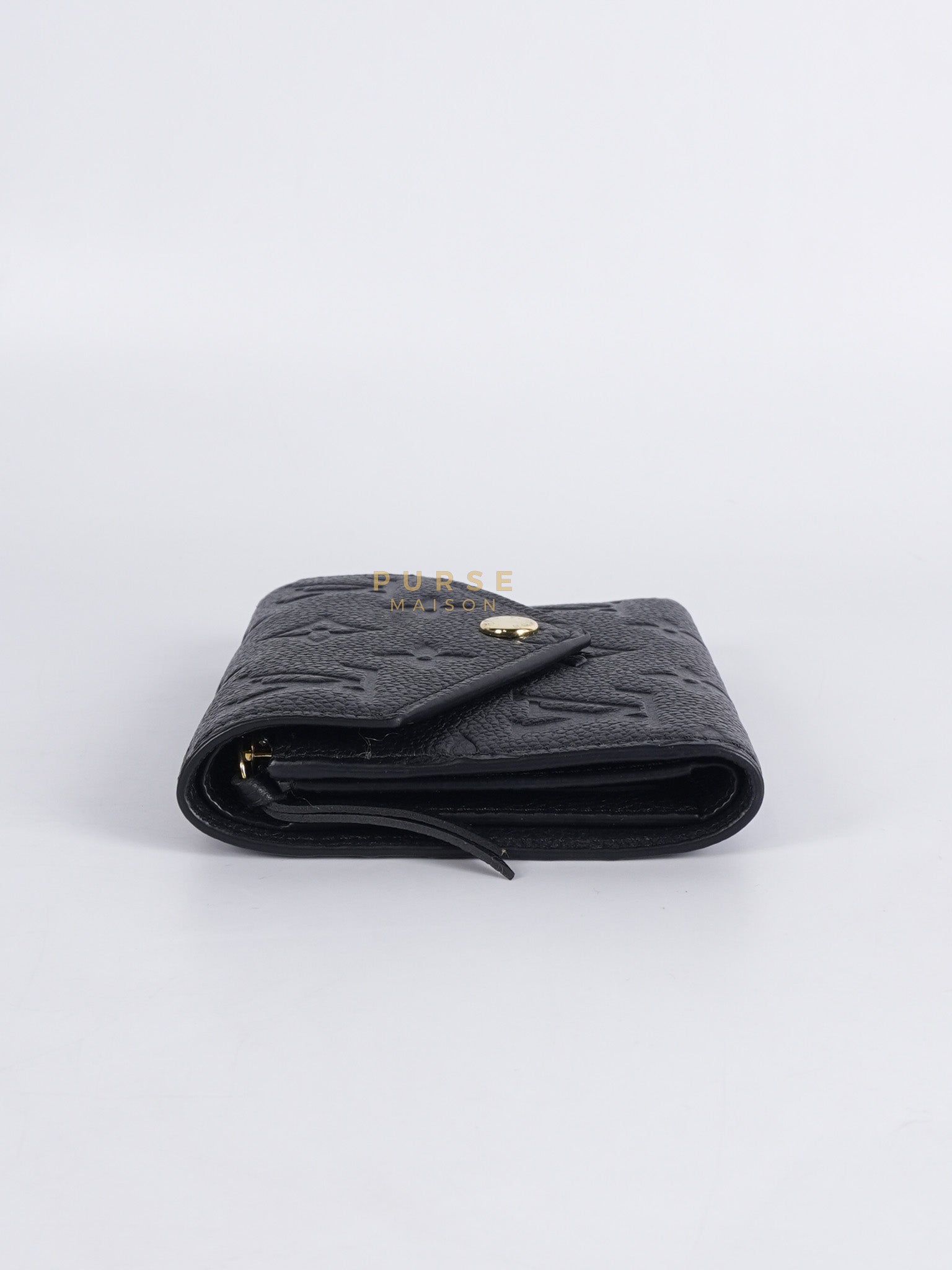 Victorine Tri-fold Wallet in Black Monogram Empreinte Leather Microchip | Purse Maison Luxury Bags Shop