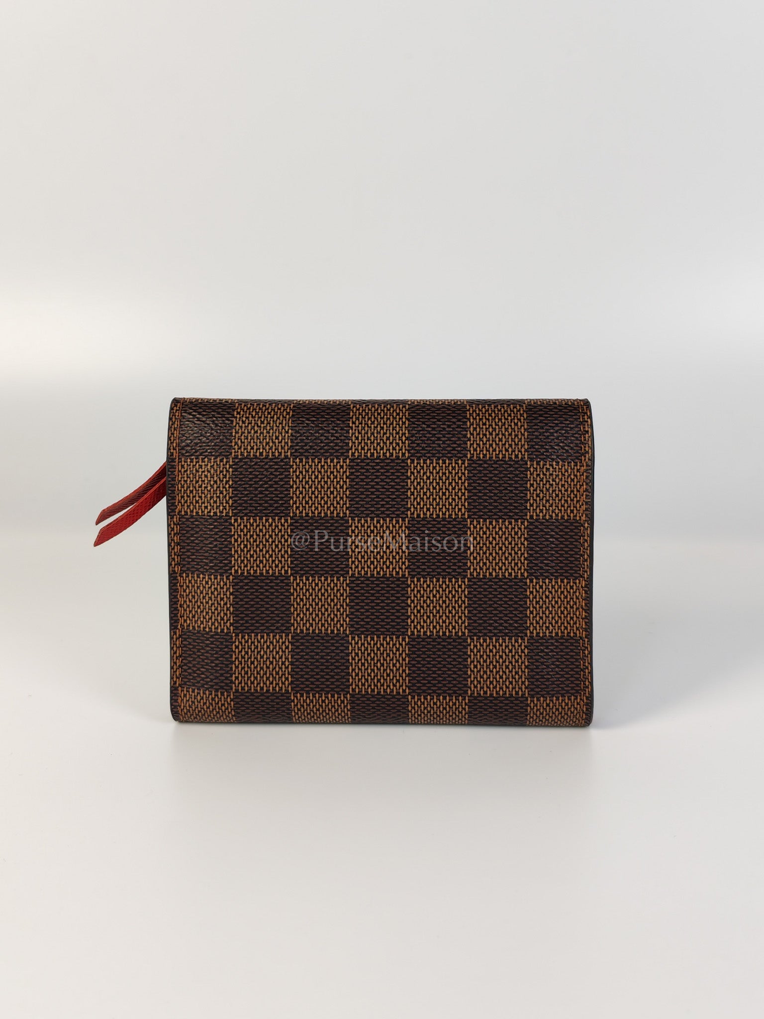 Victorine Wallet in Damier Ebene Canvas and Red Interior (Date Code: MI0241) | Purse Maison Luxury Bags Shop