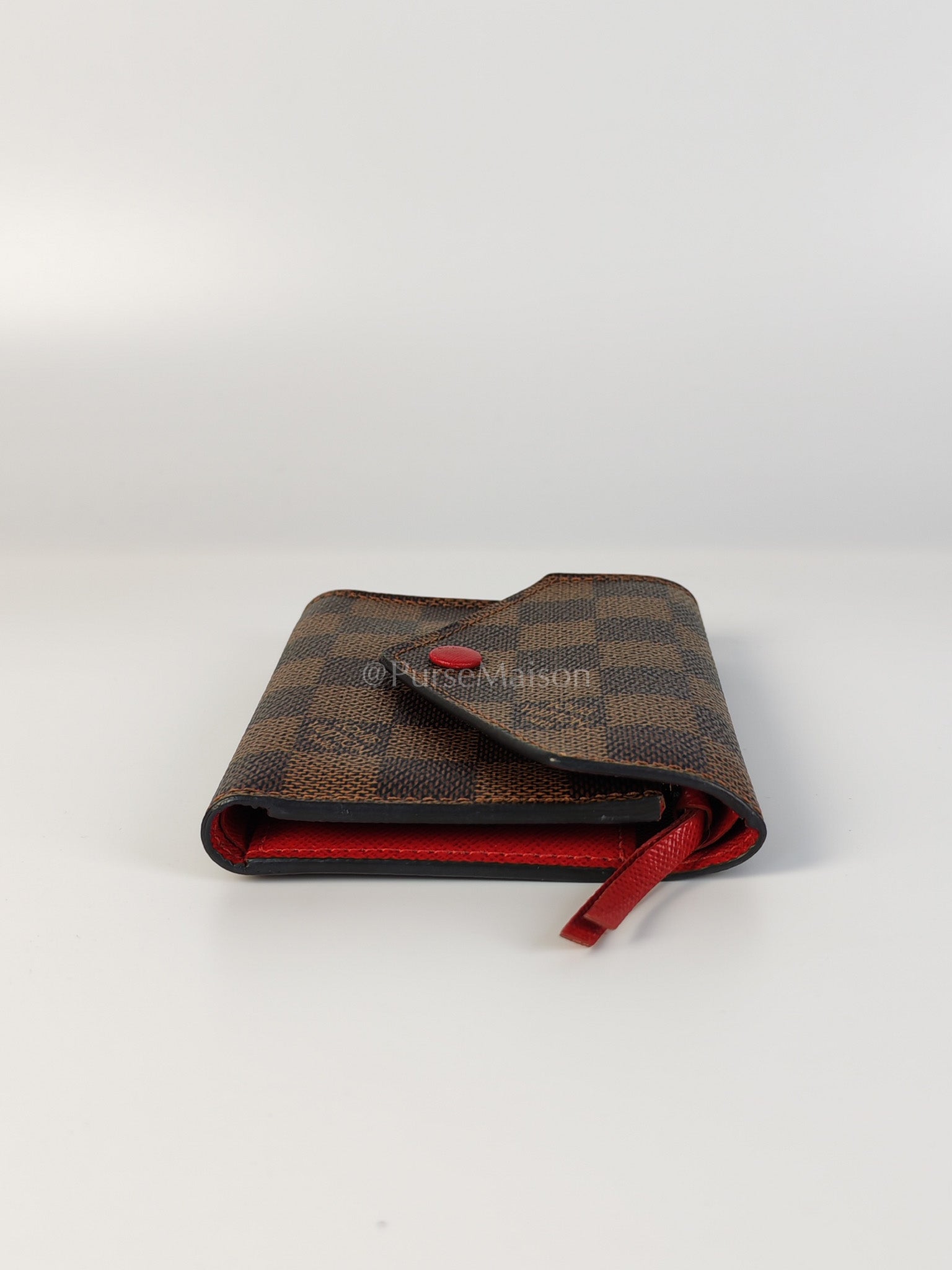 Victorine Wallet in Damier Ebene Canvas and Red Interior (Date Code: MI0241) | Purse Maison Luxury Bags Shop