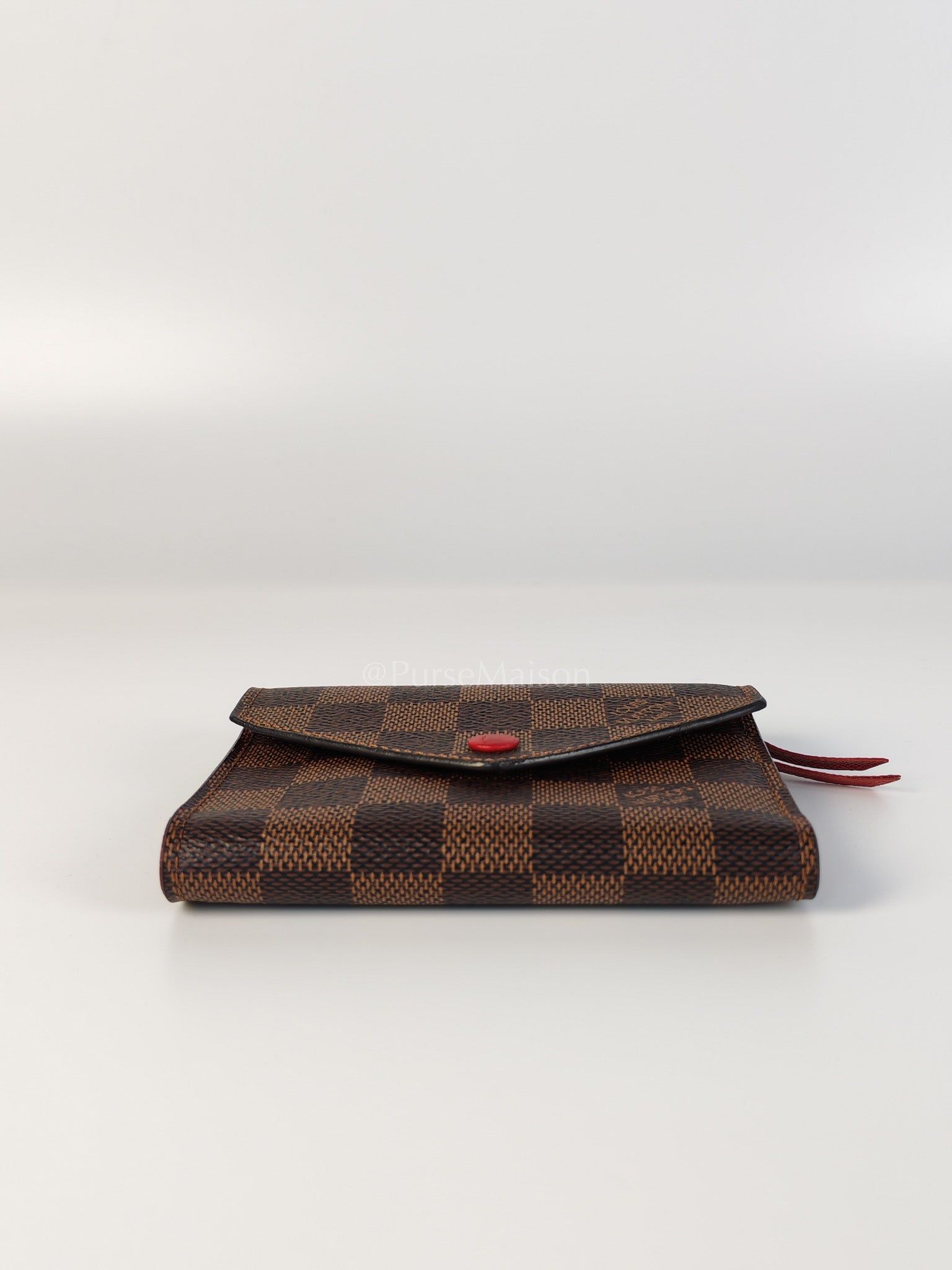 Victorine Wallet in Damier Ebene Canvas and Red Interior (Date Code: MI0241) | Purse Maison Luxury Bags Shop