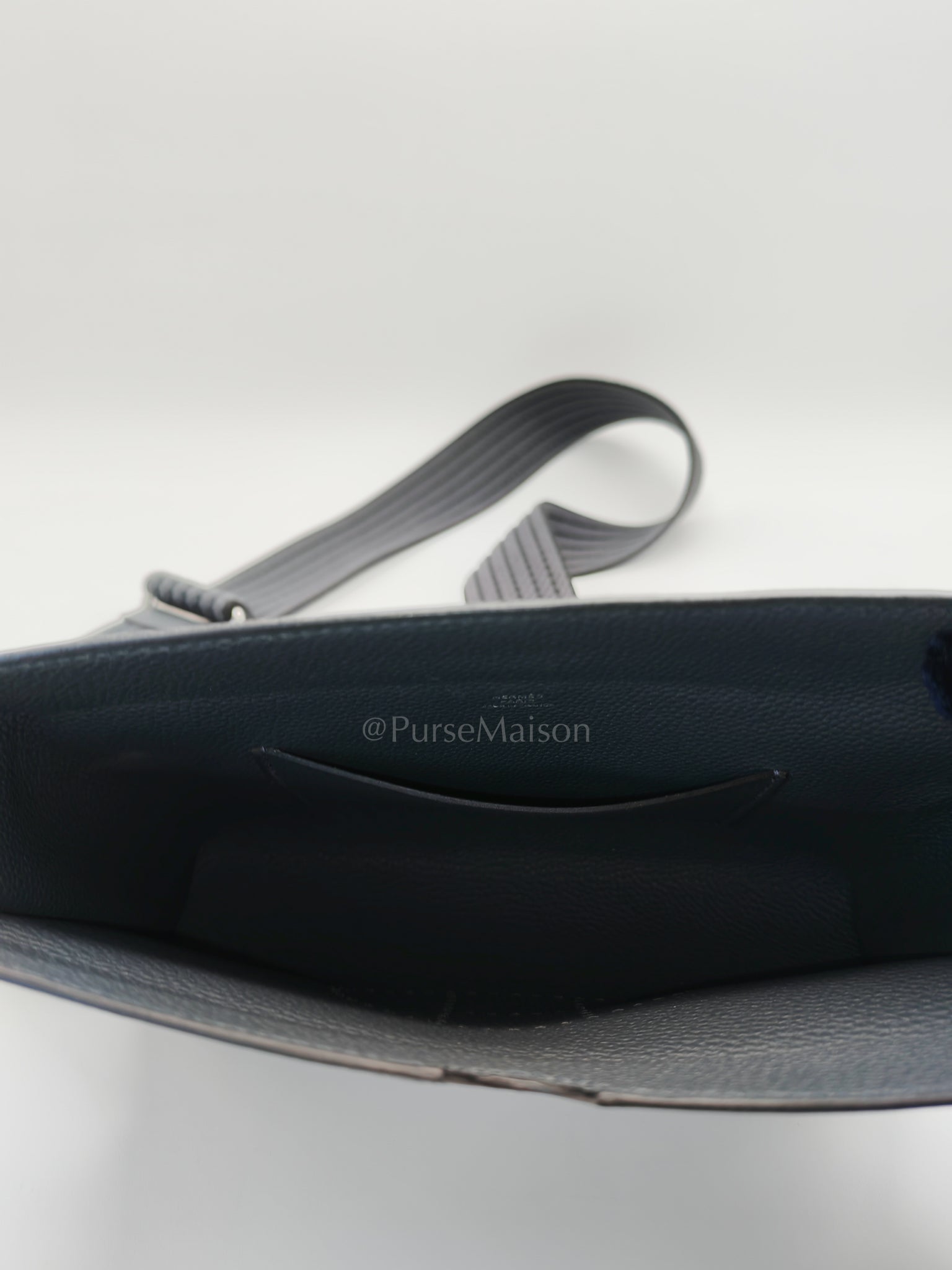 Videopoches in Gris Misty Togo Leather Sangle Cordage and Palladium Hardware Stamp K (2025) | Purse Maison Luxury Bags Shop