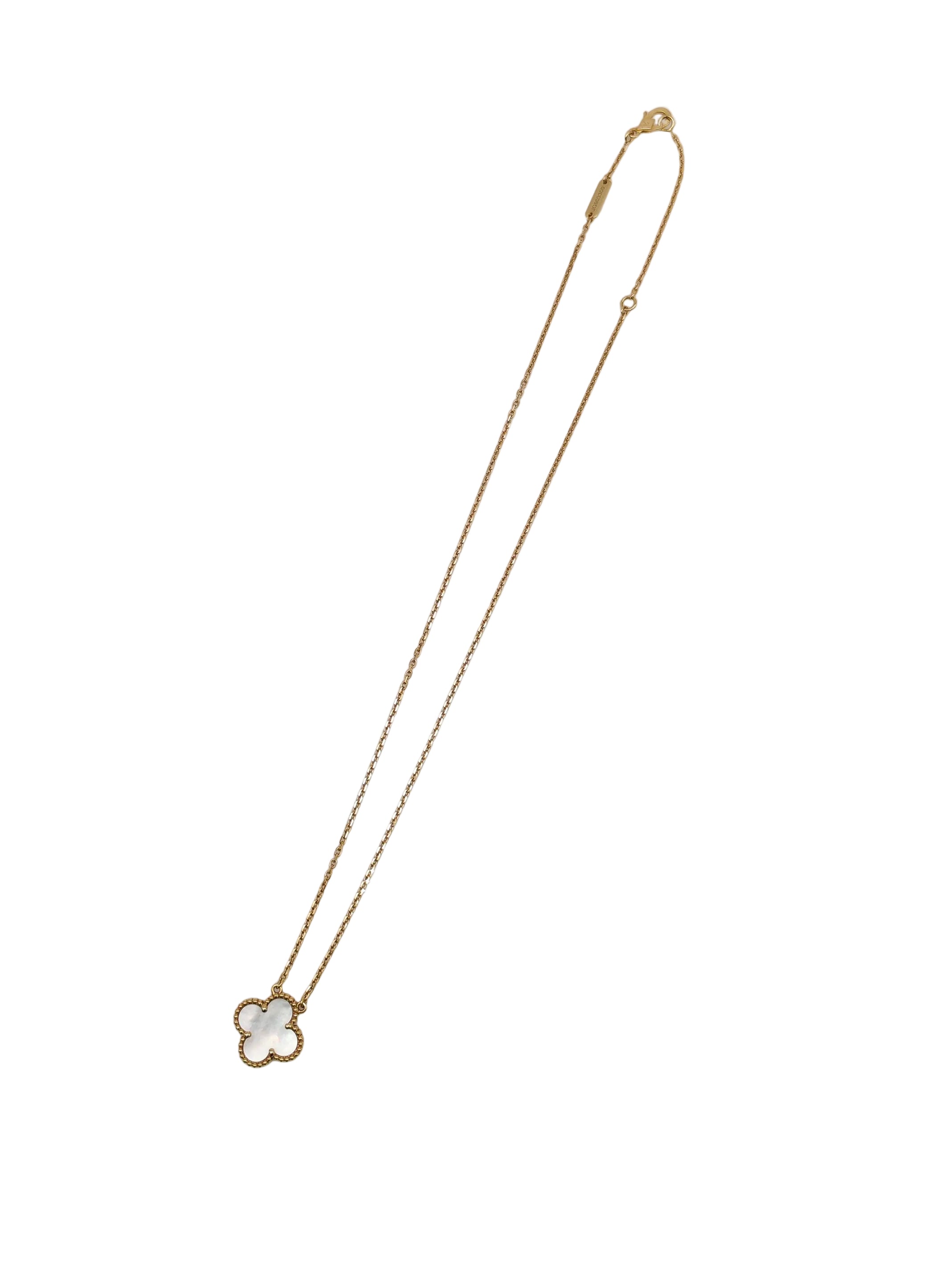 Vintage Alhambra White Mother of Pearl Pendant & Yellow Gold Necklace (Year 2025) | Purse Maison Luxury Bags Shop