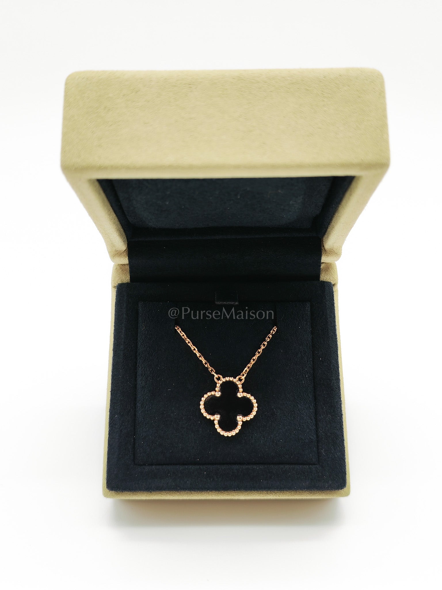 Vintage Alhambra Yellow Gold Onyx Necklace Year 2025 | Purse Maison Luxury Bags Shop