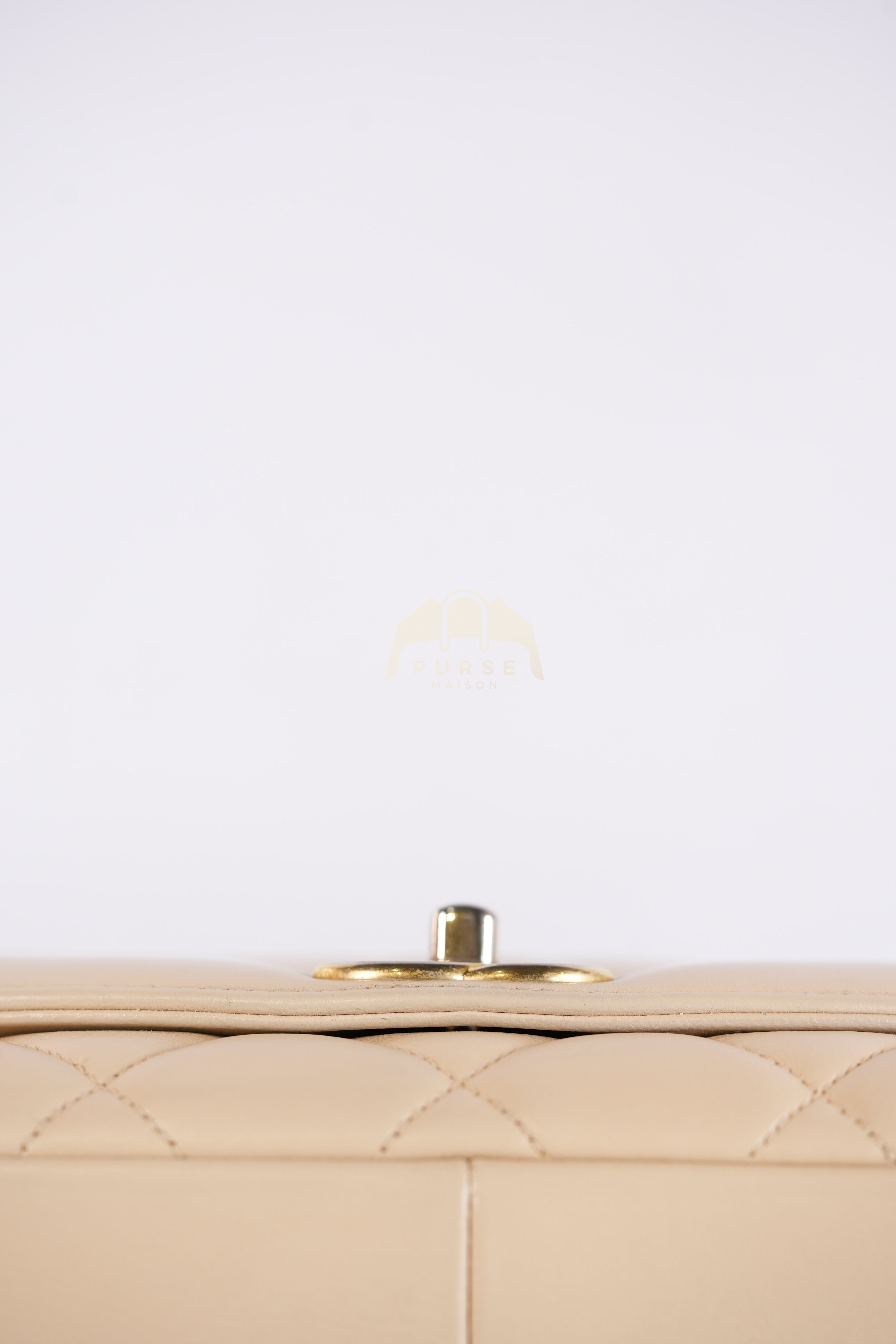 Vintage Diana Medium in Beige Calfskin Leather and Gold Hardware Series 20 | Purse Maison Luxury Bags Shop