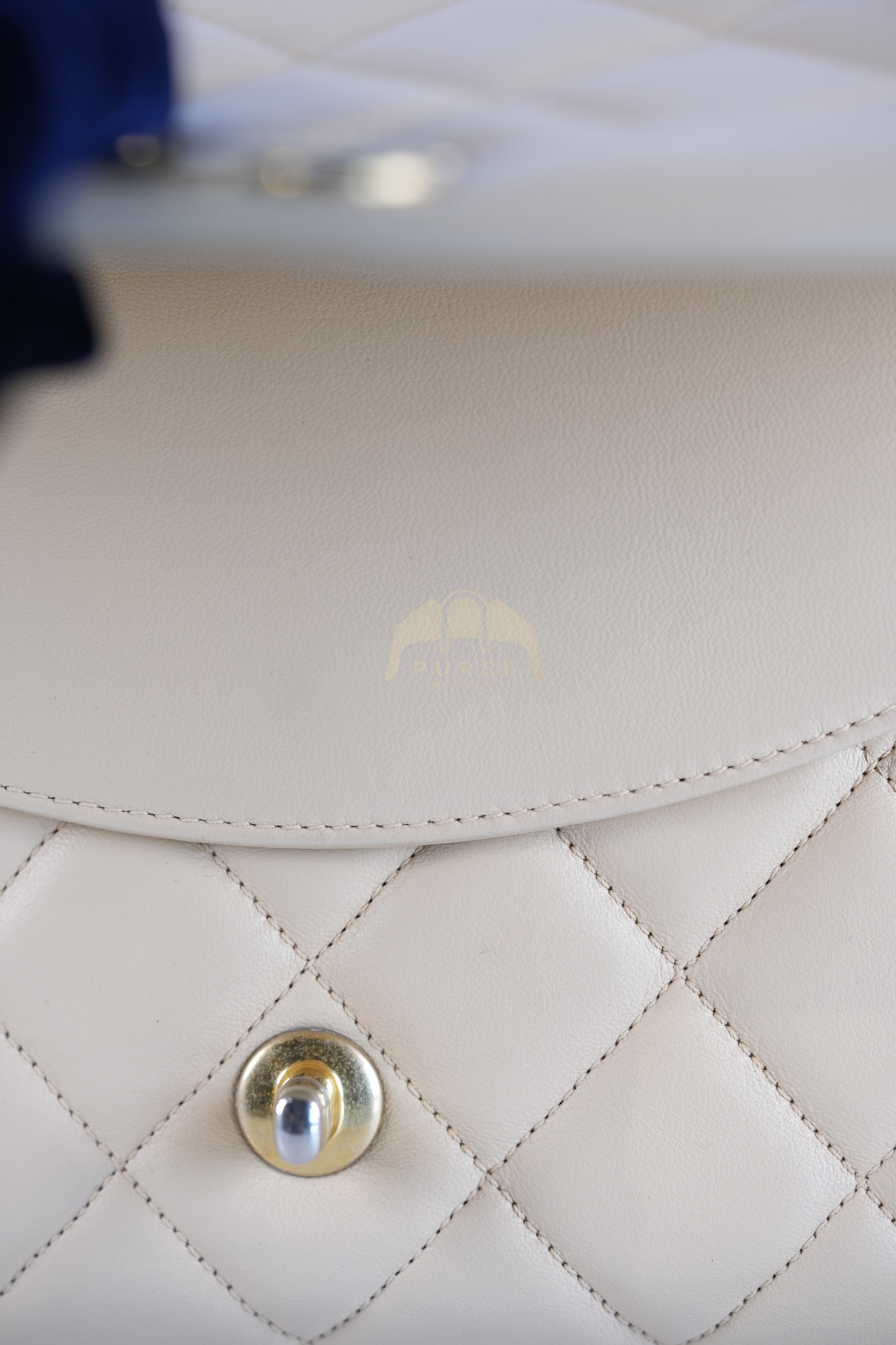 Vintage Diana Medium in Beige Calfskin Leather and Gold Hardware Series 20 | Purse Maison Luxury Bags Shop