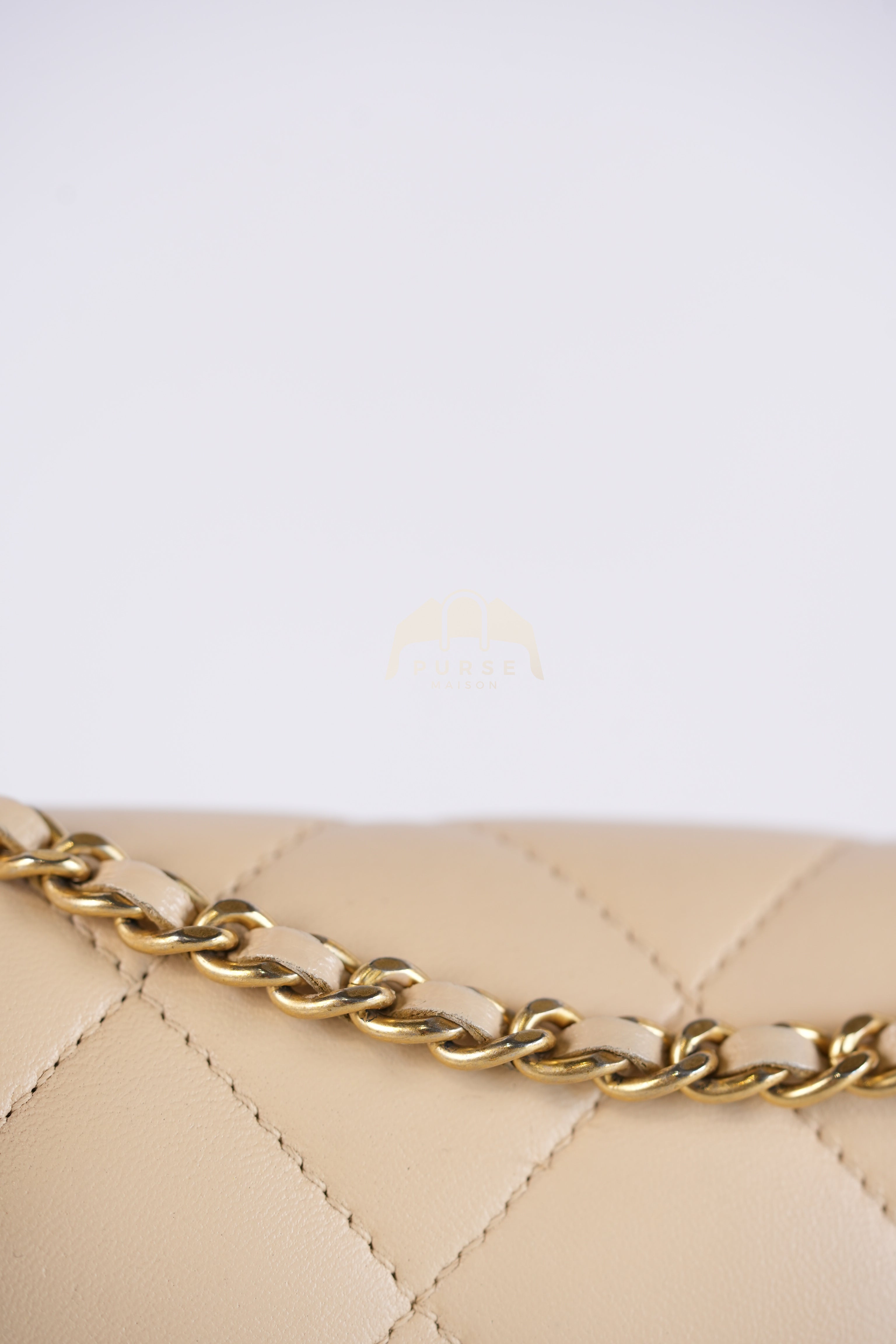 Vintage Diana Medium in Beige Calfskin Leather and Gold Hardware Series 20 | Purse Maison Luxury Bags Shop