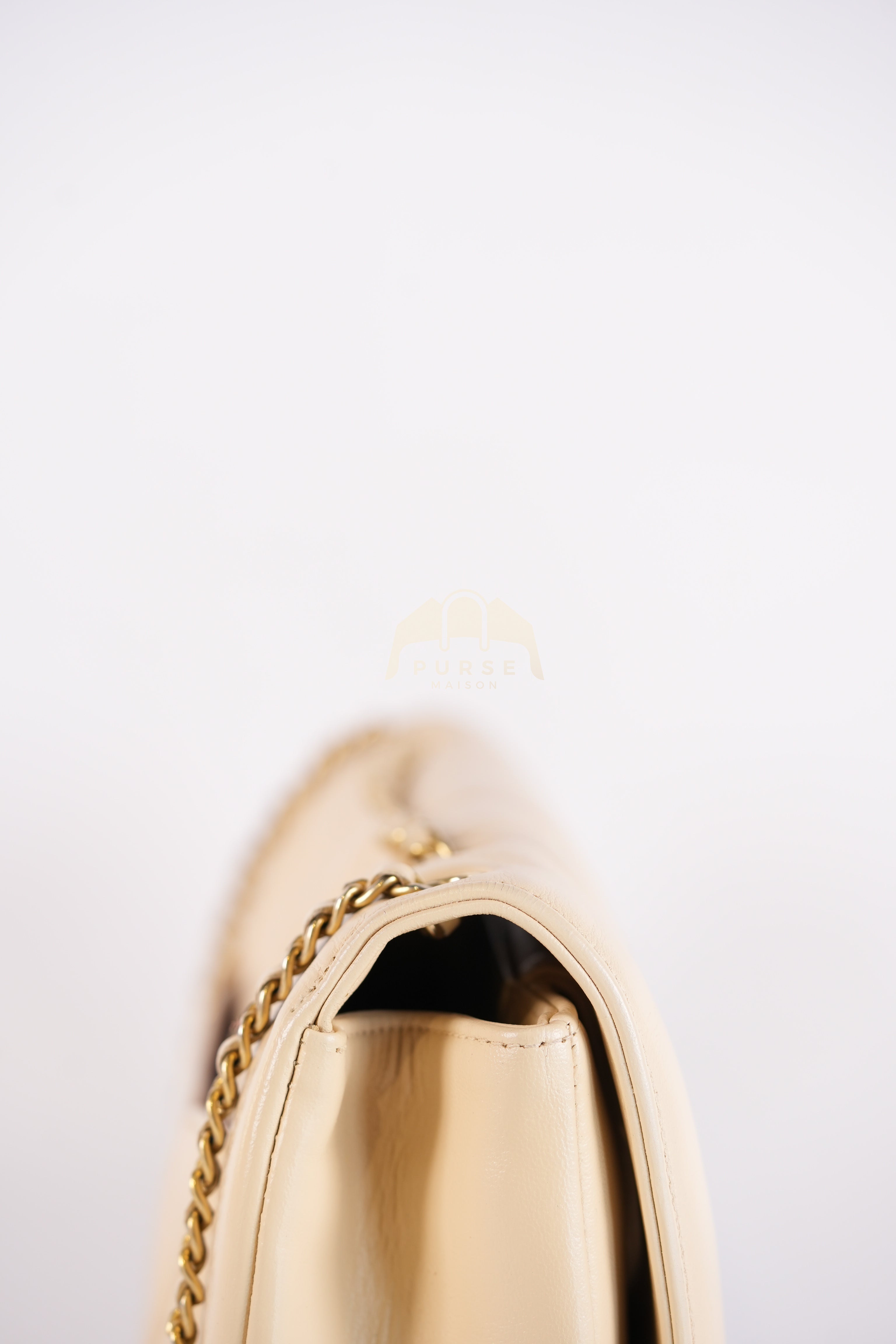 Vintage Diana Medium in Beige Calfskin Leather and Gold Hardware Series 20 | Purse Maison Luxury Bags Shop