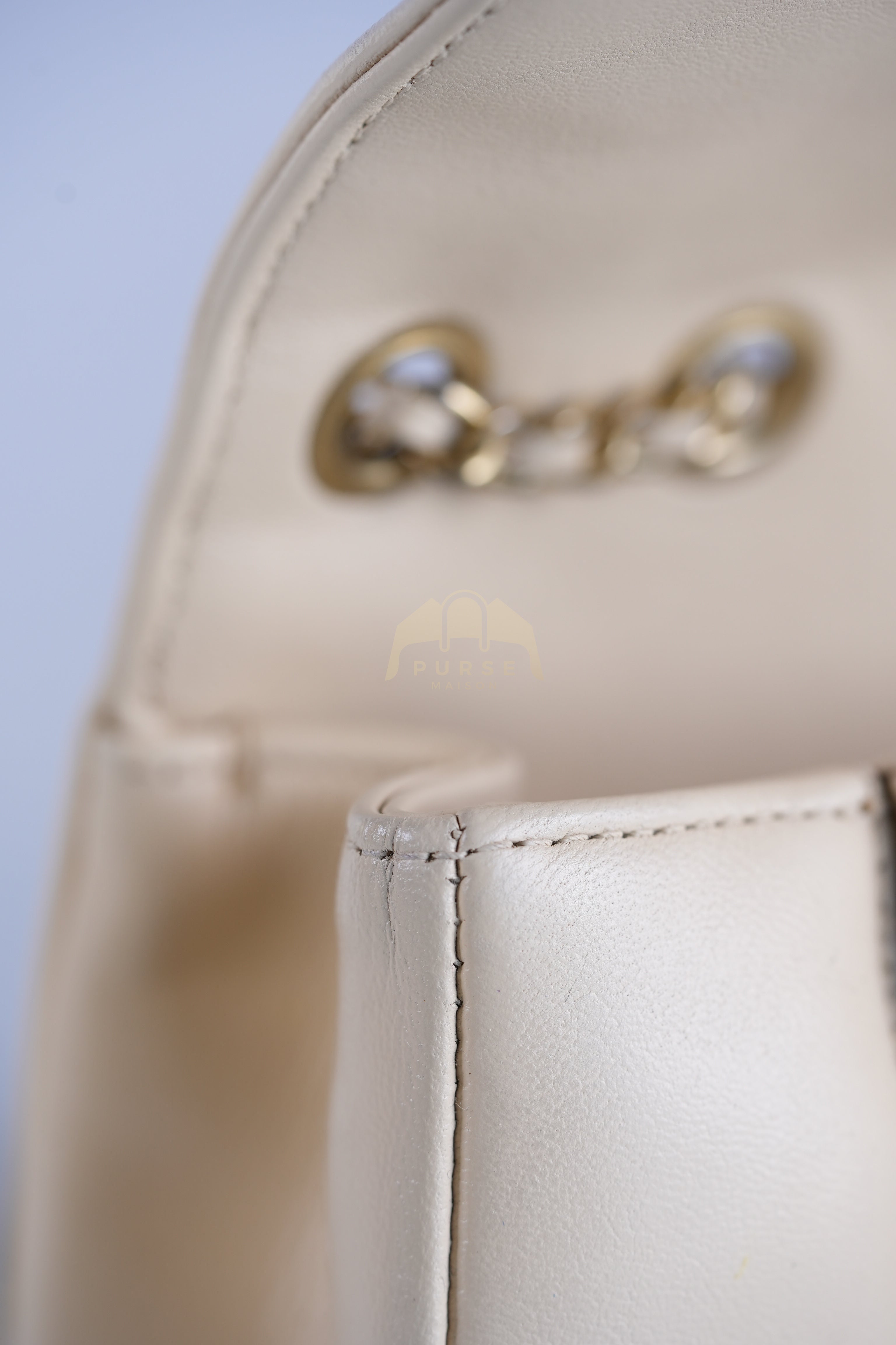 Vintage Diana Medium in Beige Calfskin Leather and Gold Hardware Series 20 | Purse Maison Luxury Bags Shop