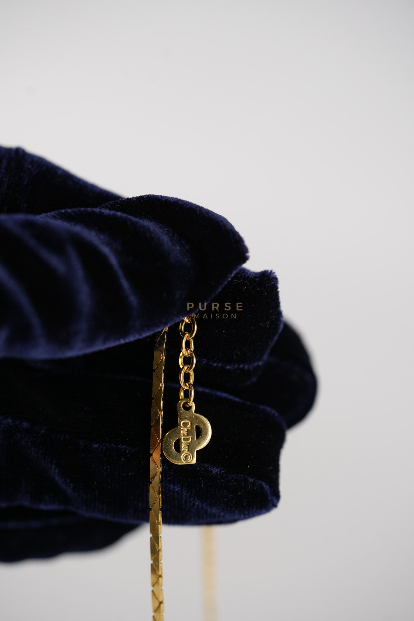 Vintage Dior V Point Chain Crystal Rhinestone Necklace | Purse Maison Luxury Bags Shop