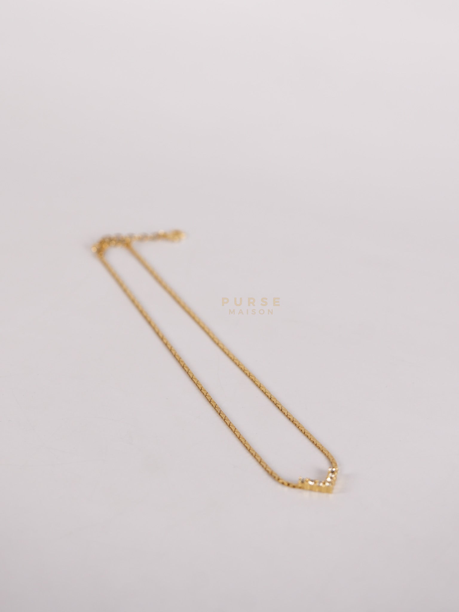 Vintage Dior V Point Chain Crystal Rhinestone Necklace | Purse Maison Luxury Bags Shop