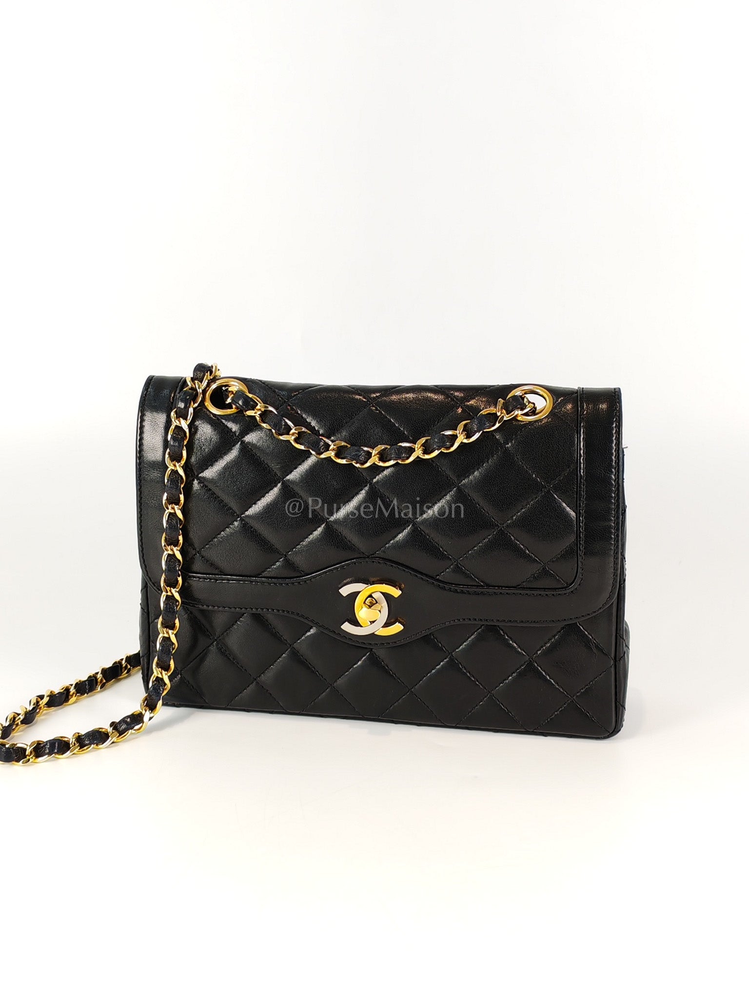 Vintage Double Flap in Black Quilted Lambskin Leather & Mixed Hardware Series 1 | Purse Maison Luxury Bags Shop