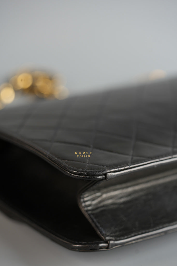 Vintage Flap Bag Black Lambskin Leather and 24k Gold Hardware Series 5 | Purse Maison Luxury Bags Shop