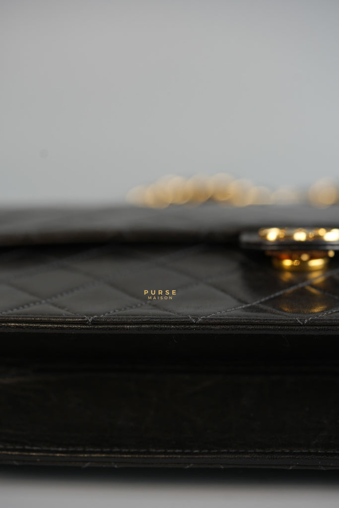 Vintage Flap Bag Black Lambskin Leather and 24k Gold Hardware Series 5 | Purse Maison Luxury Bags Shop