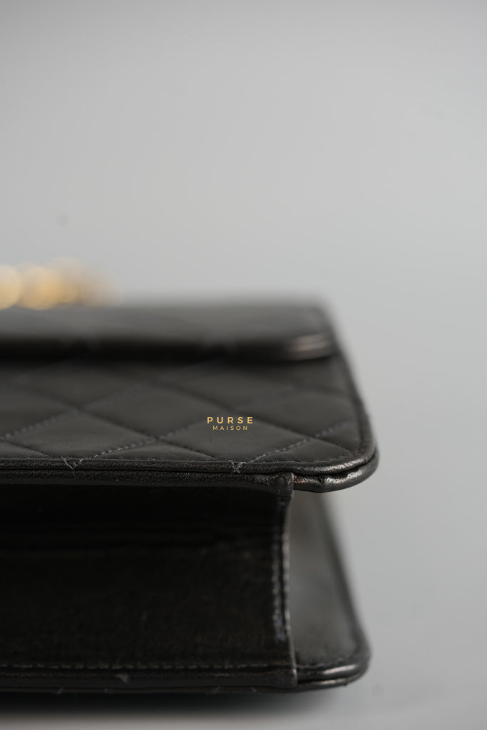 Vintage Flap Bag Black Lambskin Leather and 24k Gold Hardware Series 5 | Purse Maison Luxury Bags Shop