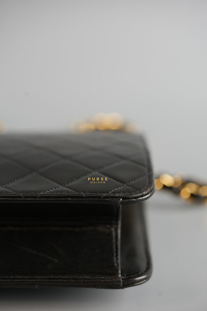 Vintage Flap Bag Black Lambskin Leather and 24k Gold Hardware Series 5 | Purse Maison Luxury Bags Shop