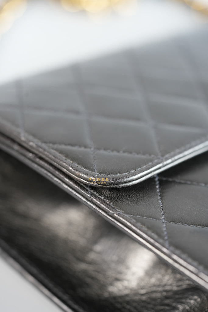 Vintage Flap Bag Black Lambskin Leather and 24k Gold Hardware Series 5 | Purse Maison Luxury Bags Shop