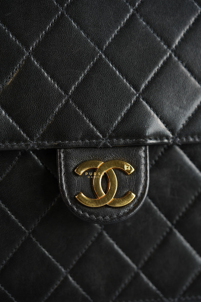 Vintage Flap Bag Black Lambskin Leather and 24k Gold Hardware Series 5 | Purse Maison Luxury Bags Shop