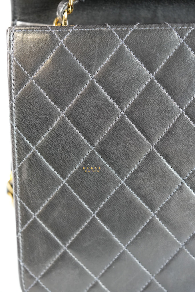 Vintage Flap Bag Black Lambskin Leather and 24k Gold Hardware Series 5 | Purse Maison Luxury Bags Shop