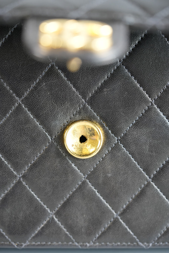 Vintage Flap Bag Black Lambskin Leather and 24k Gold Hardware Series 5 | Purse Maison Luxury Bags Shop