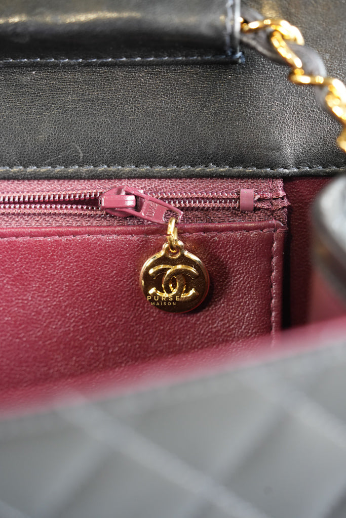 Vintage Flap Bag Black Lambskin Leather and 24k Gold Hardware Series 5 | Purse Maison Luxury Bags Shop