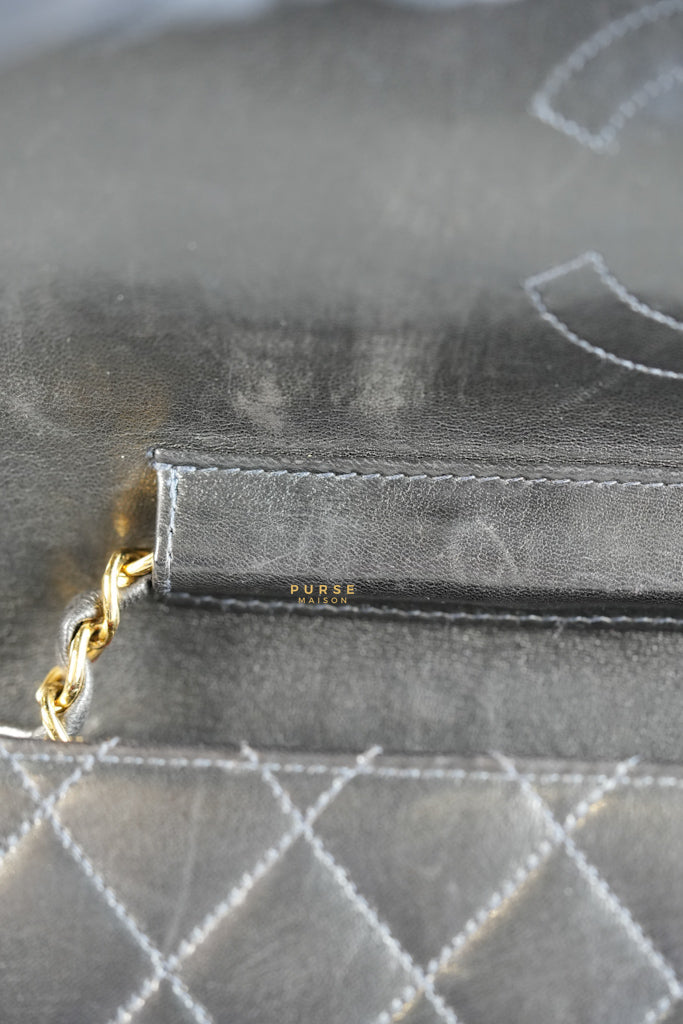 Vintage Flap Bag Black Lambskin Leather and 24k Gold Hardware Series 5 | Purse Maison Luxury Bags Shop