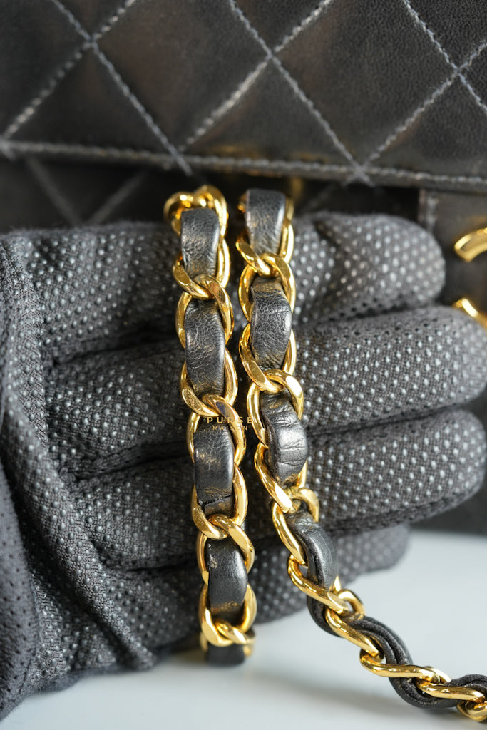 Vintage Flap Bag Black Lambskin Leather and 24k Gold Hardware Series 5 | Purse Maison Luxury Bags Shop