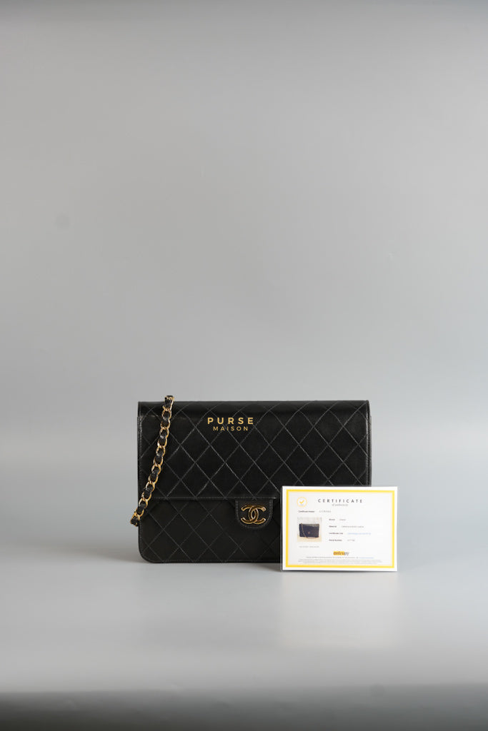 Vintage Flap Bag Black Lambskin Leather and 24k Gold Hardware Series 5 | Purse Maison Luxury Bags Shop