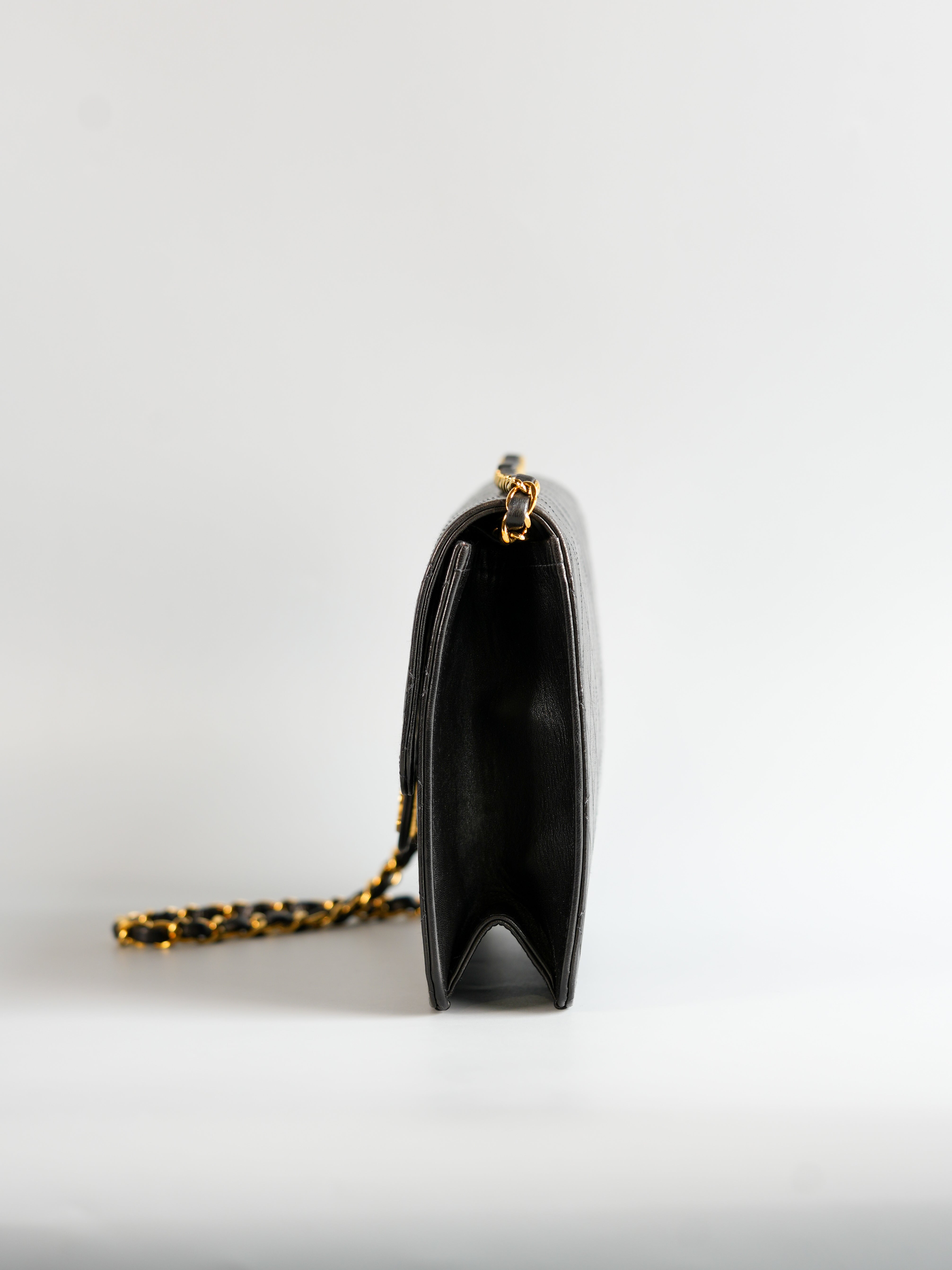 Vintage Flap Bag Black Lambskin Leather and 24k Gold Hardware Series 5 | Purse Maison Luxury Bags Shop