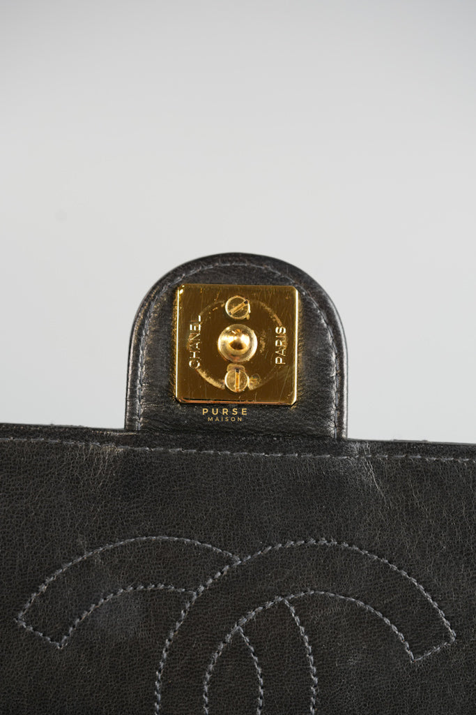 Vintage Flap Bag Black Lambskin Leather and 24k Gold Hardware Series 5 | Purse Maison Luxury Bags Shop