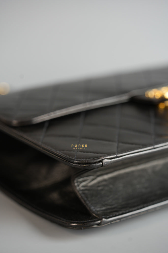 Vintage Flap Bag Black Lambskin Leather and 24k Gold Hardware Series 5 | Purse Maison Luxury Bags Shop