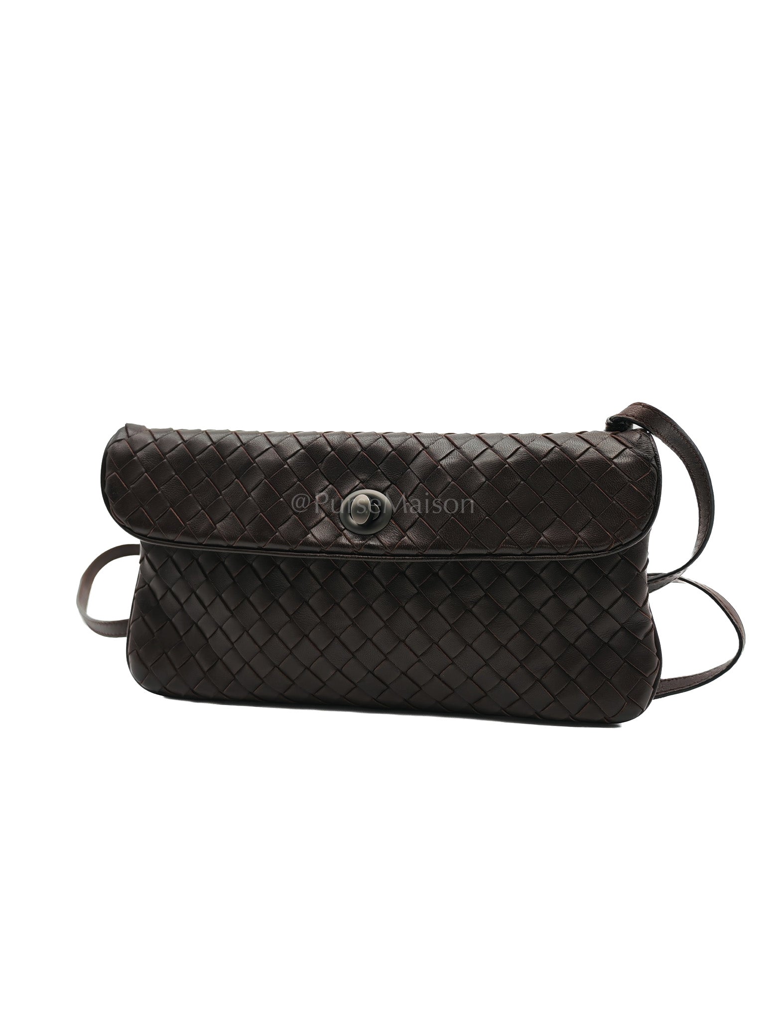 Vintage Intrecciatio Fondant/Dark Brown Nappa Leather Sling Bag | Purse Maison Luxury Bags Shop