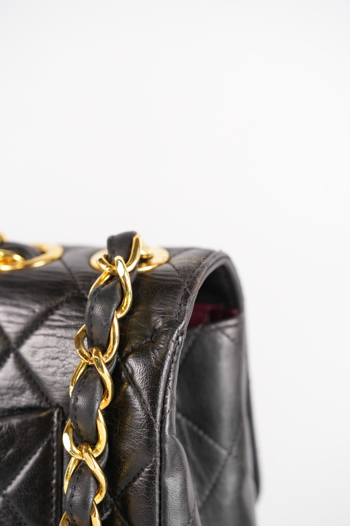 Vintage Jumbo Square Flap Bag in Black Quilted Lambskin Leather 24k Gold Hardware (Series 3) | Purse Maison Luxury Bags Shop